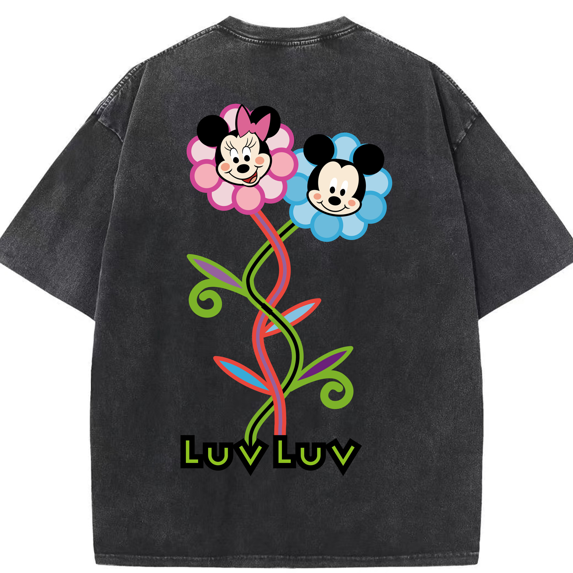 （画像用） ミッキーマウス Mickey Mouse 綿100% ヴィンテージ風 半袖Tシャツ（背面プリント）