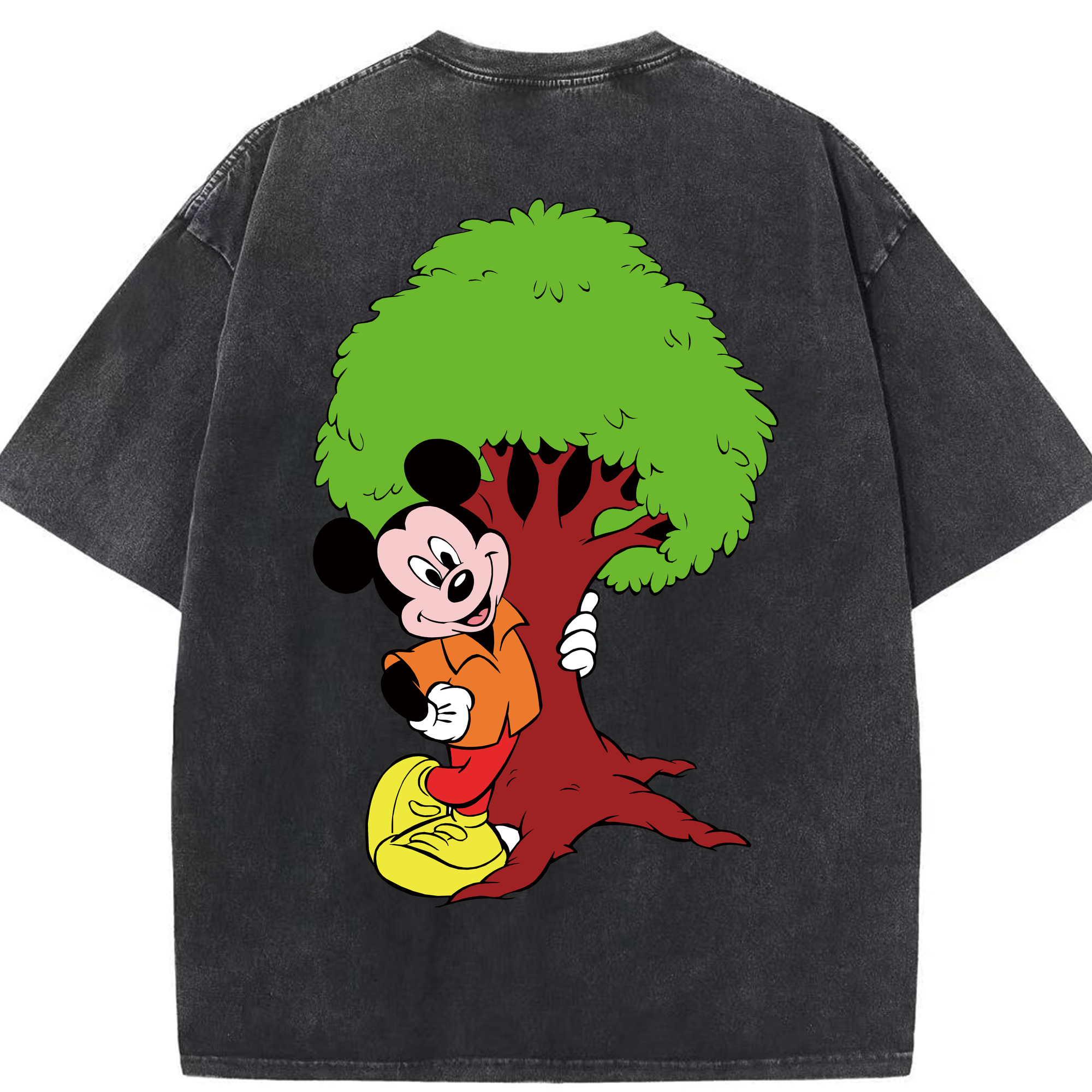 （画像用） ミッキーマウス Mickey Mouse 綿100% ヴィンテージ風 半袖Tシャツ（背面プリント）