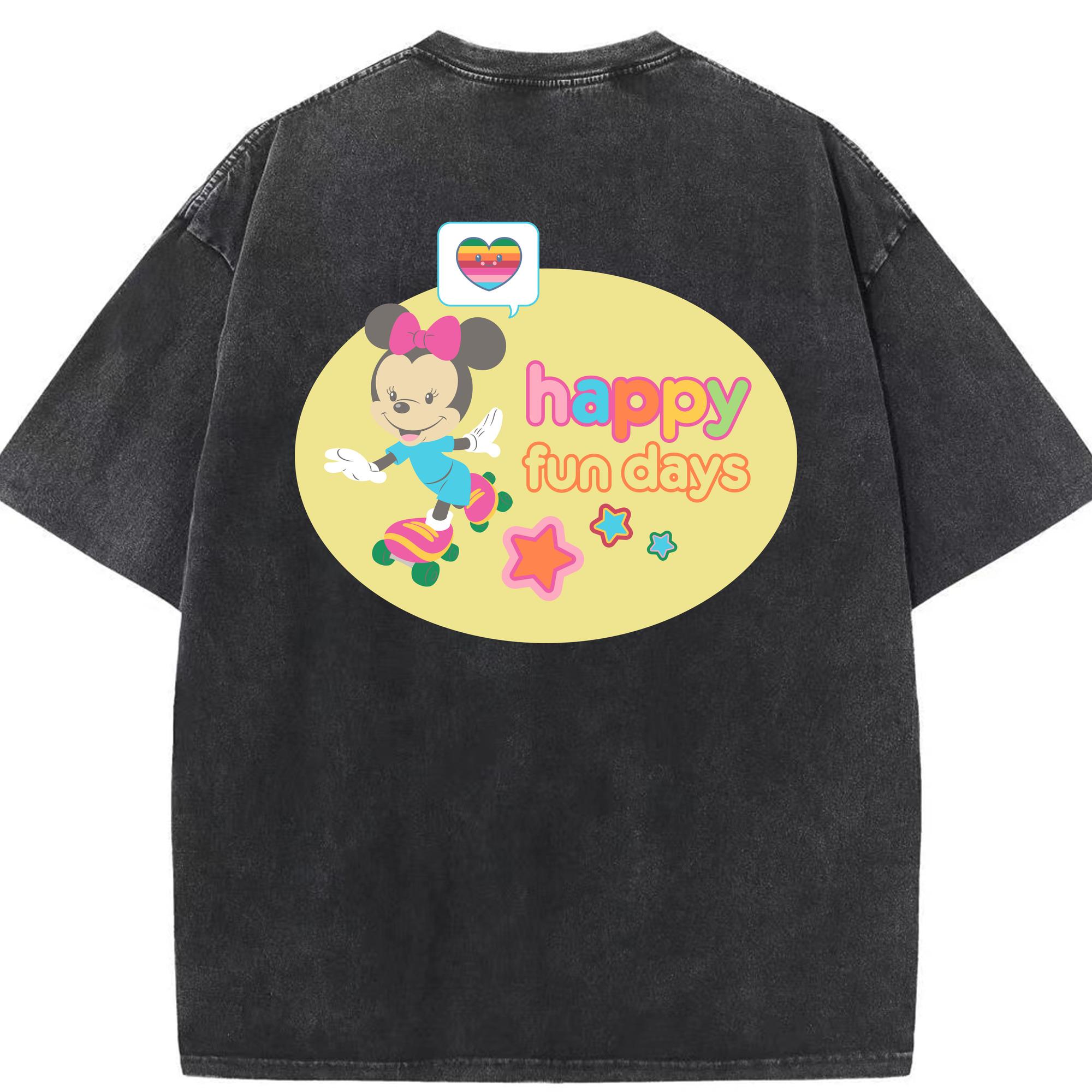 （画像用） ミッキーマウス Mickey Mouse 綿100% ヴィンテージ風 半袖Tシャツ（背面プリント）