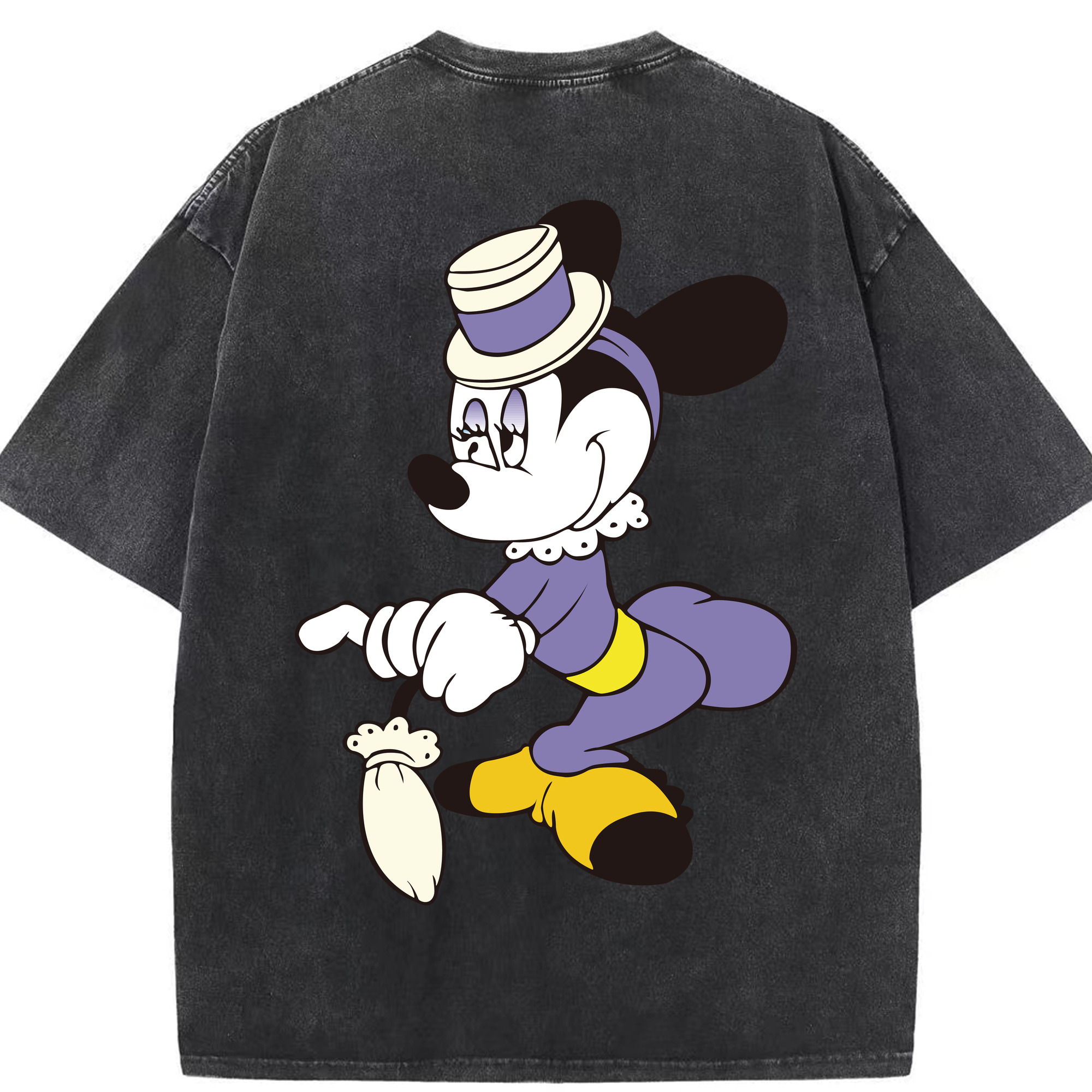 （画像用） ミッキーマウス Mickey Mouse 綿100% ヴィンテージ風 半袖Tシャツ（背面プリント）