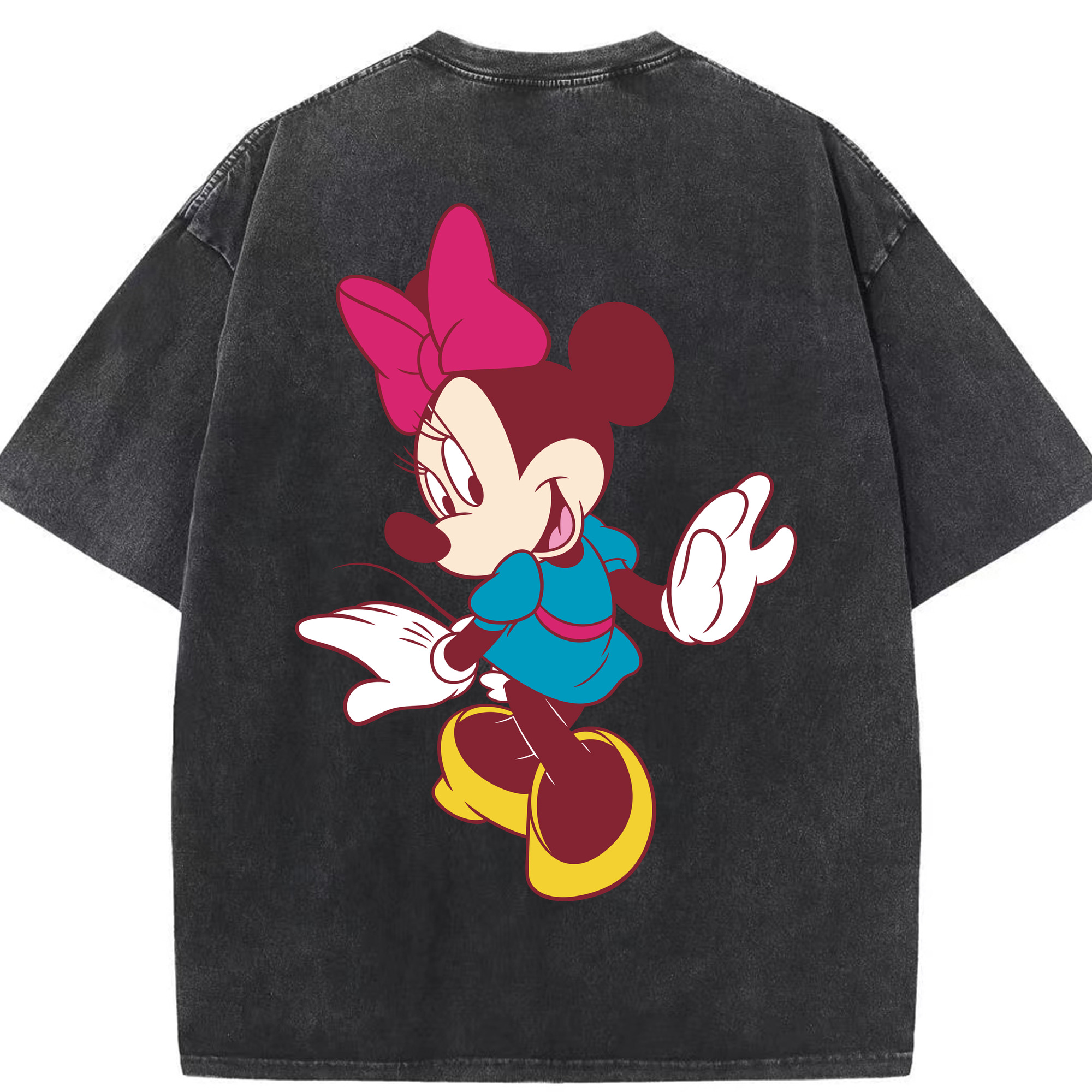 （画像用） ミッキーマウス Mickey Mouse 綿100% ヴィンテージ風 半袖Tシャツ（背面プリント）