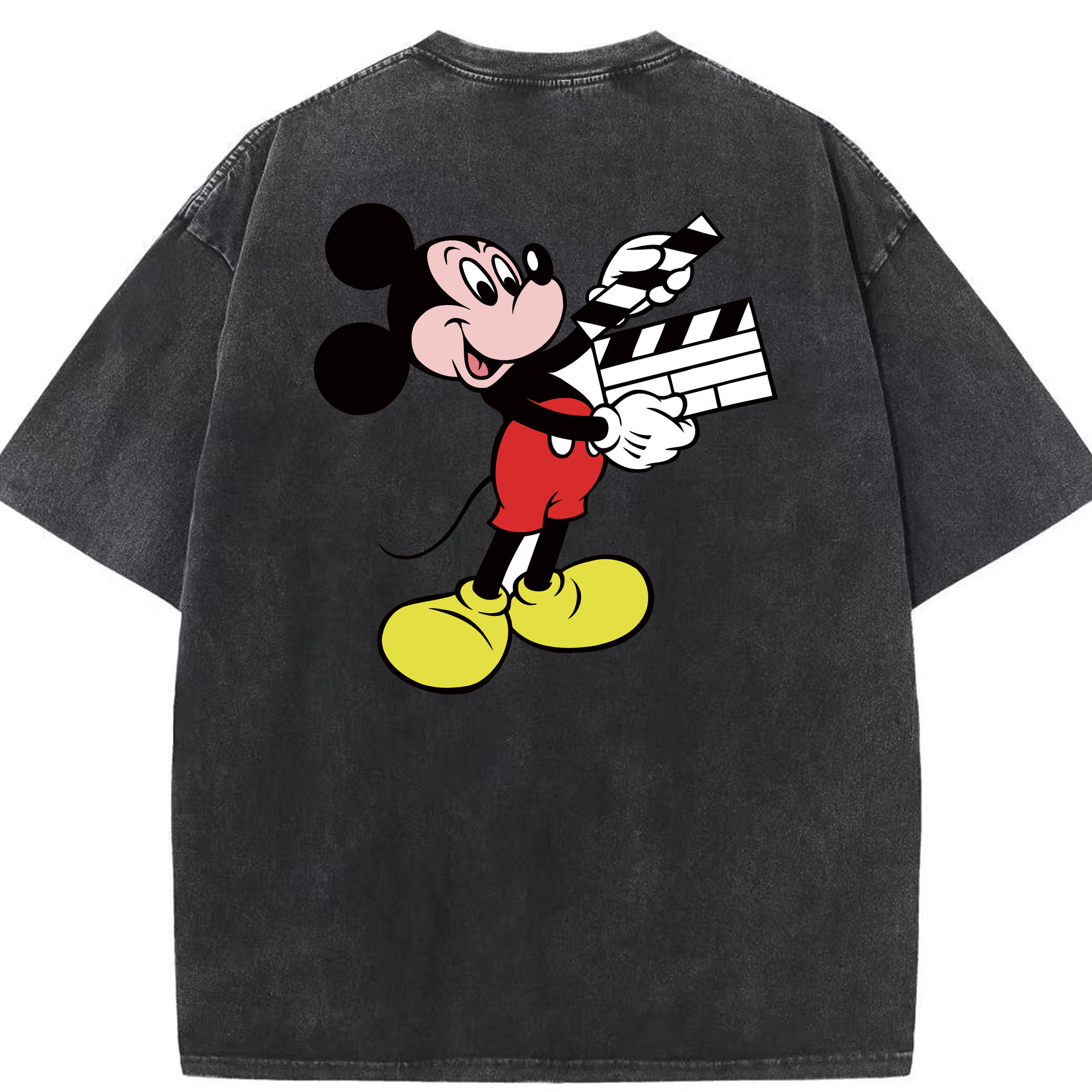 （画像用） ミッキーマウス Mickey Mouse 綿100% ヴィンテージ風 半袖Tシャツ（背面プリント）