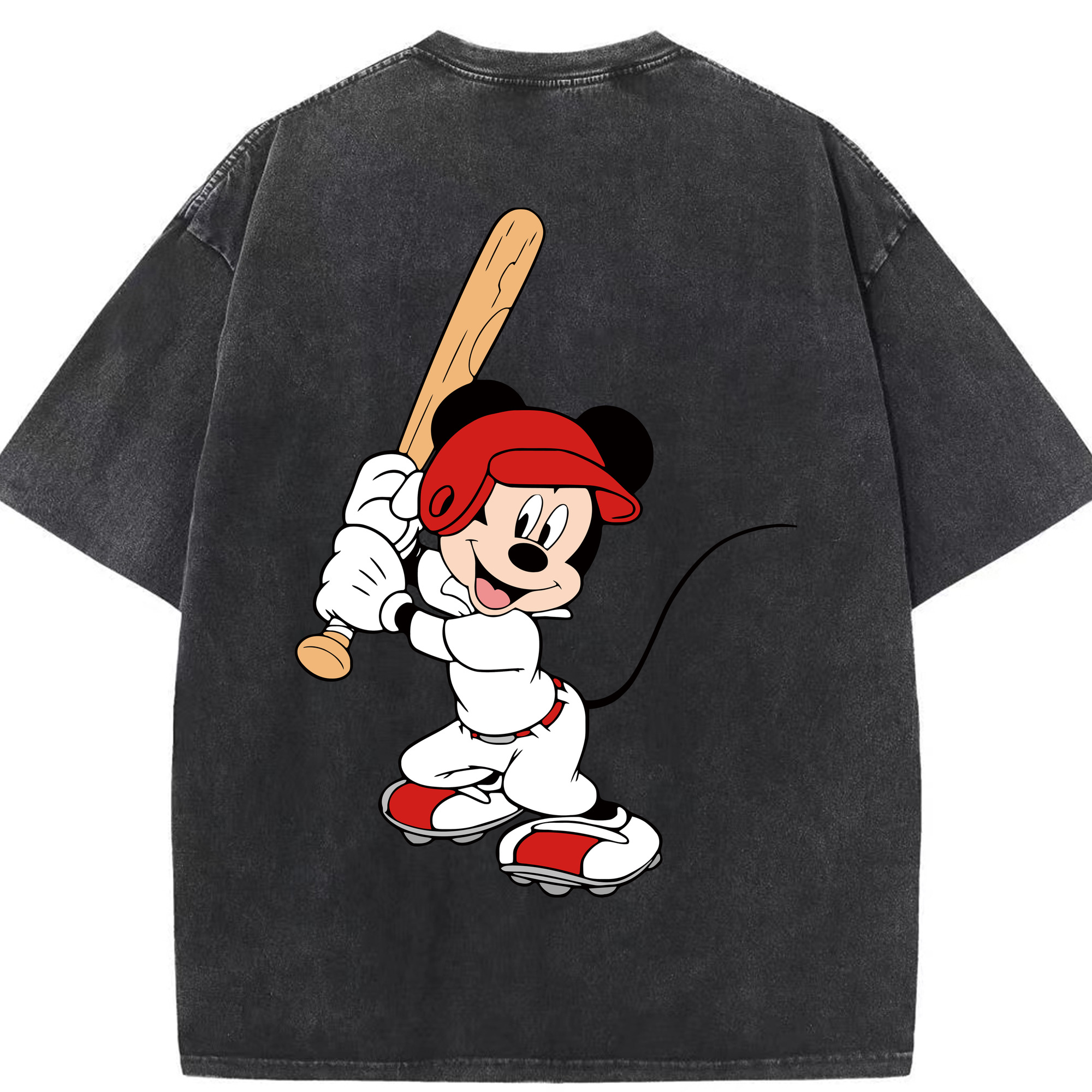 （画像用） ミッキーマウス Mickey Mouse 綿100% ヴィンテージ風 半袖Tシャツ（背面プリント）