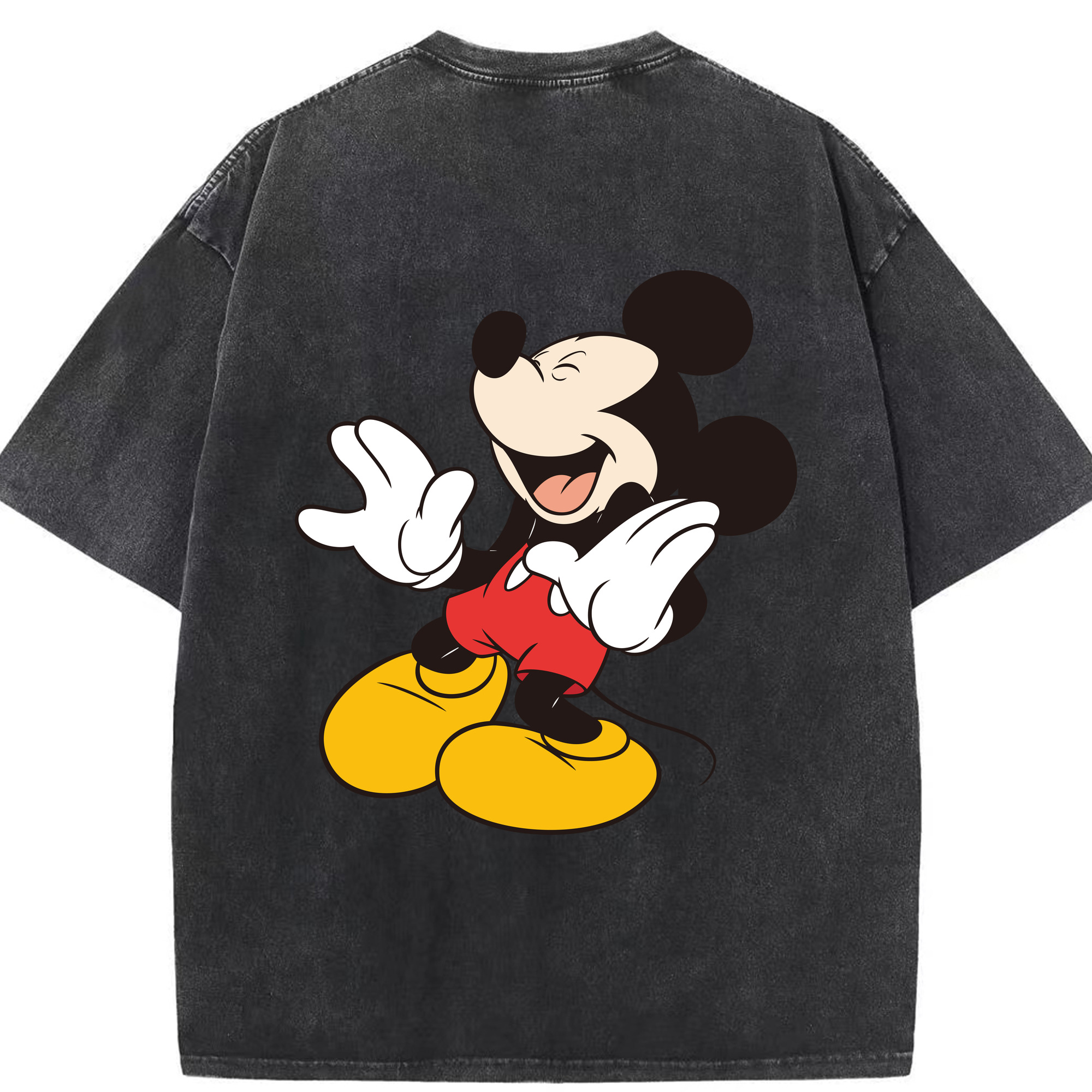 （画像用） ミッキーマウス Mickey Mouse 綿100% ヴィンテージ風 半袖Tシャツ（背面プリント）