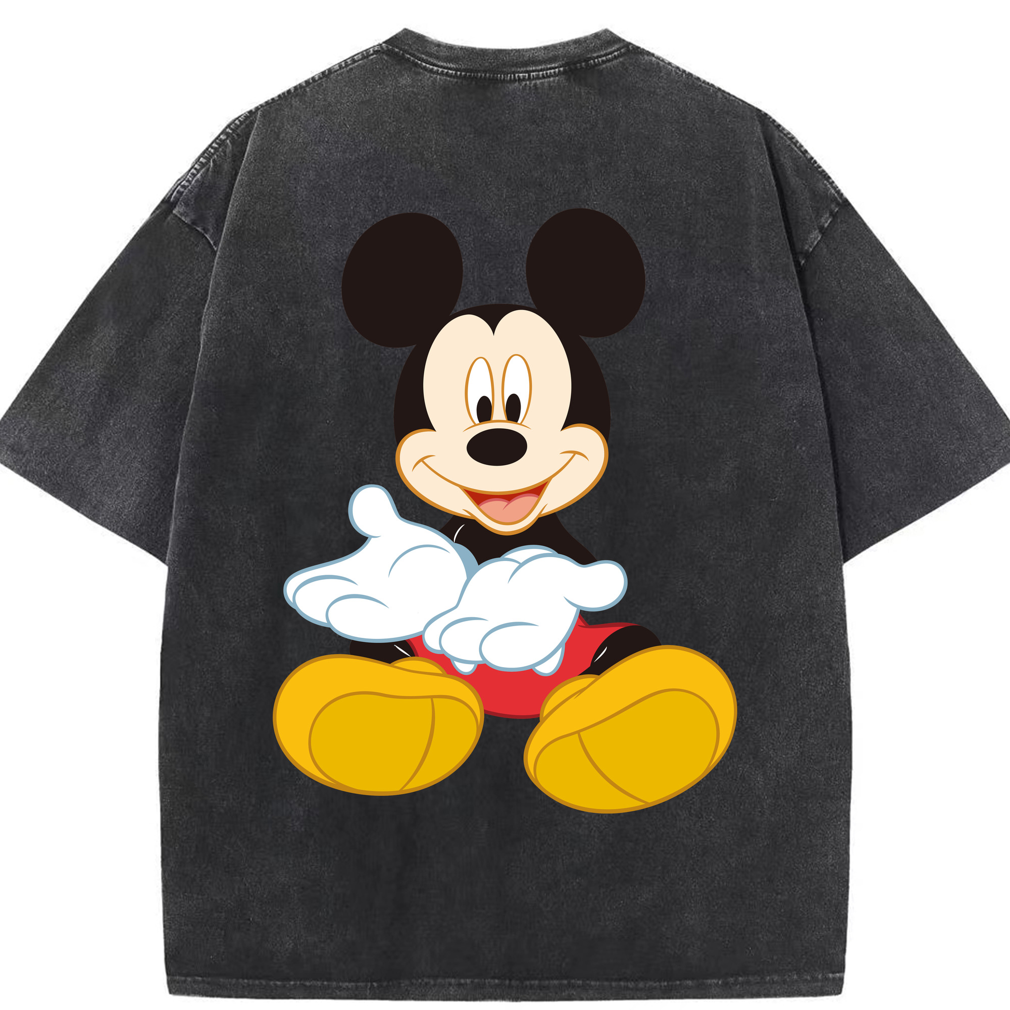 （画像用） ミッキーマウス Mickey Mouse 綿100% ヴィンテージ風 半袖Tシャツ（背面プリント）