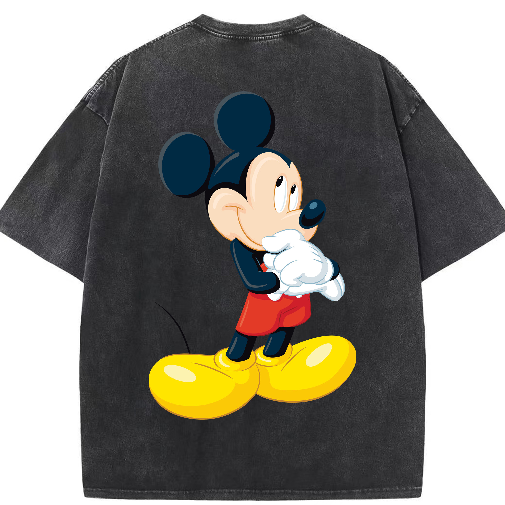 （画像用） ミッキーマウス Mickey Mouse 綿100% ヴィンテージ風 半袖Tシャツ（背面プリント）