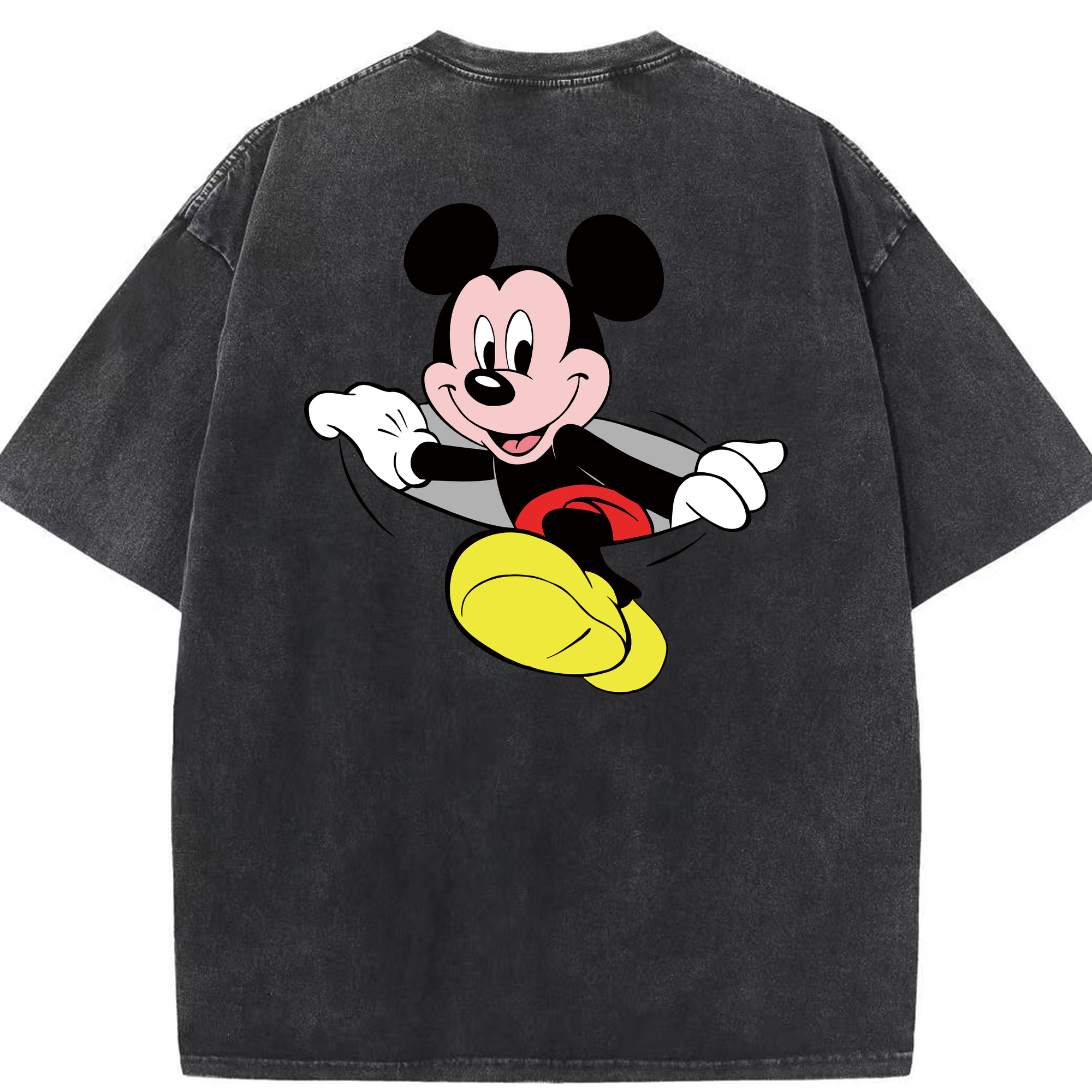 （画像用） ミッキーマウス Mickey Mouse 綿100% ヴィンテージ風 半袖Tシャツ（背面プリント）