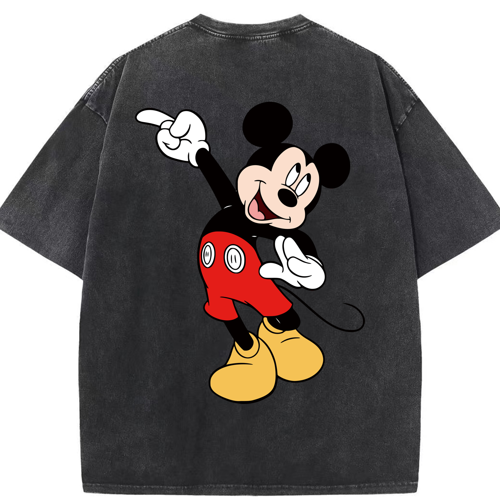 （画像用） ミッキーマウス Mickey Mouse 綿100% ヴィンテージ風 半袖Tシャツ（背面プリント）