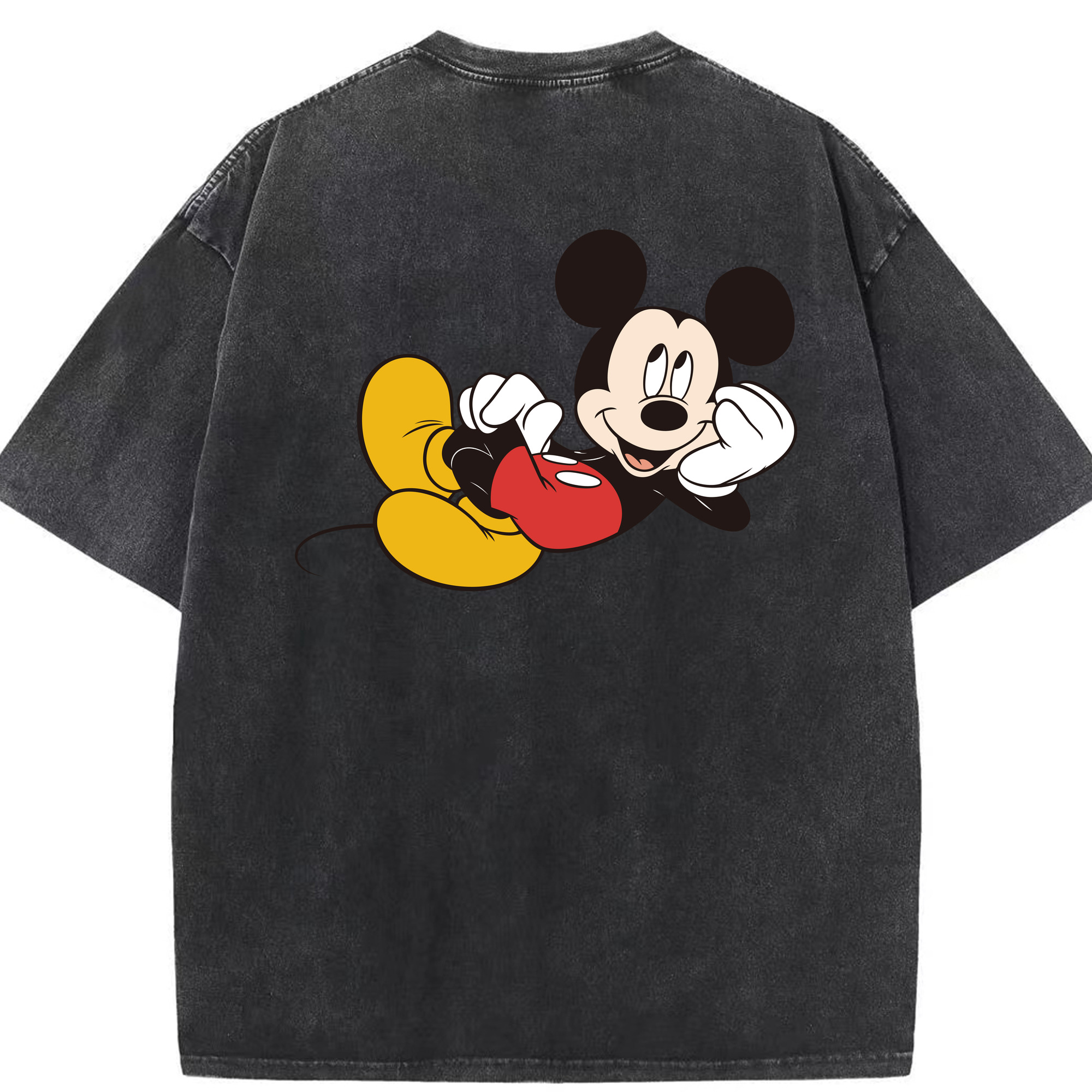 （画像用） ミッキーマウス Mickey Mouse 綿100% ヴィンテージ風 半袖Tシャツ（背面プリント）