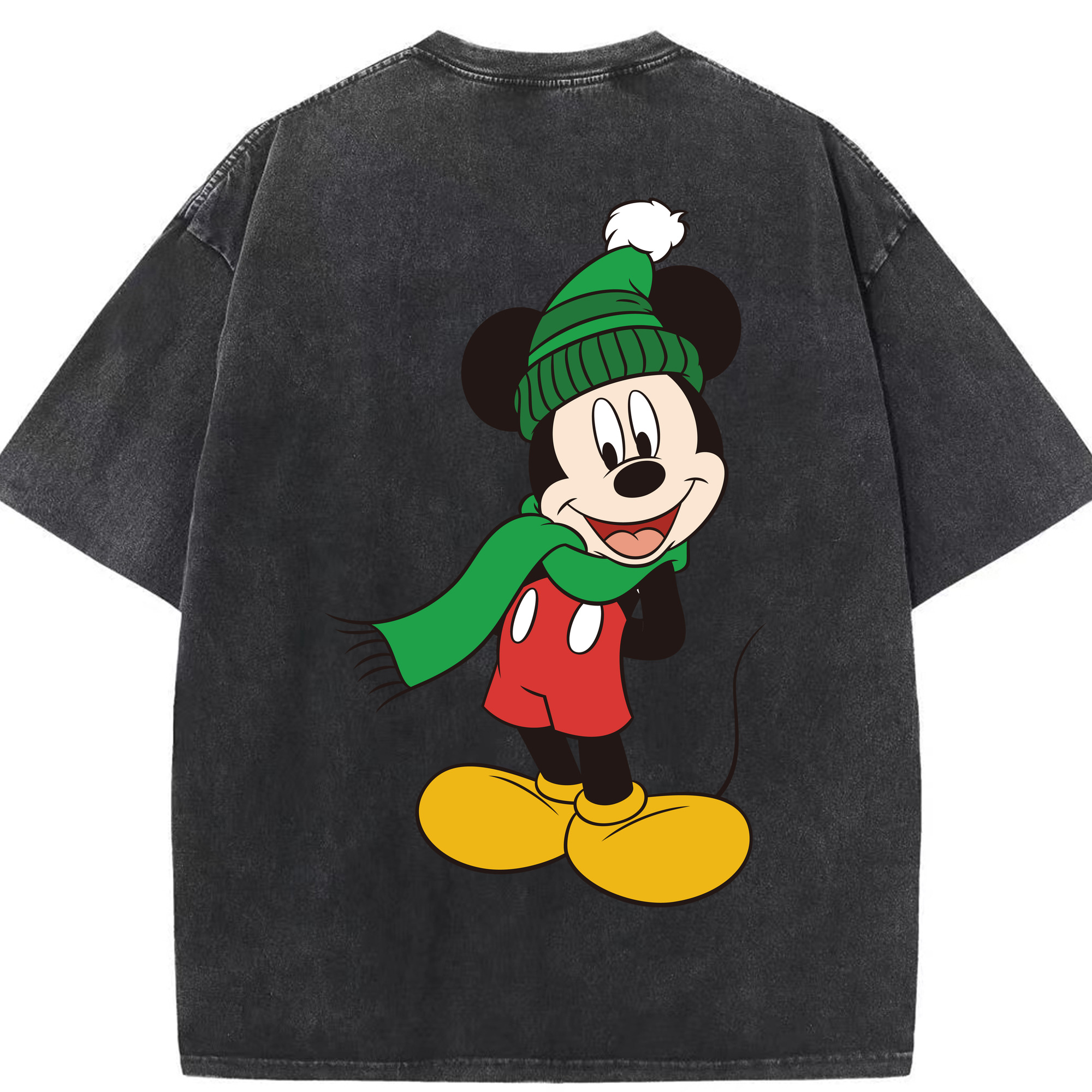 （画像用） ミッキーマウス Mickey Mouse 綿100% ヴィンテージ風 半袖Tシャツ（背面プリント）