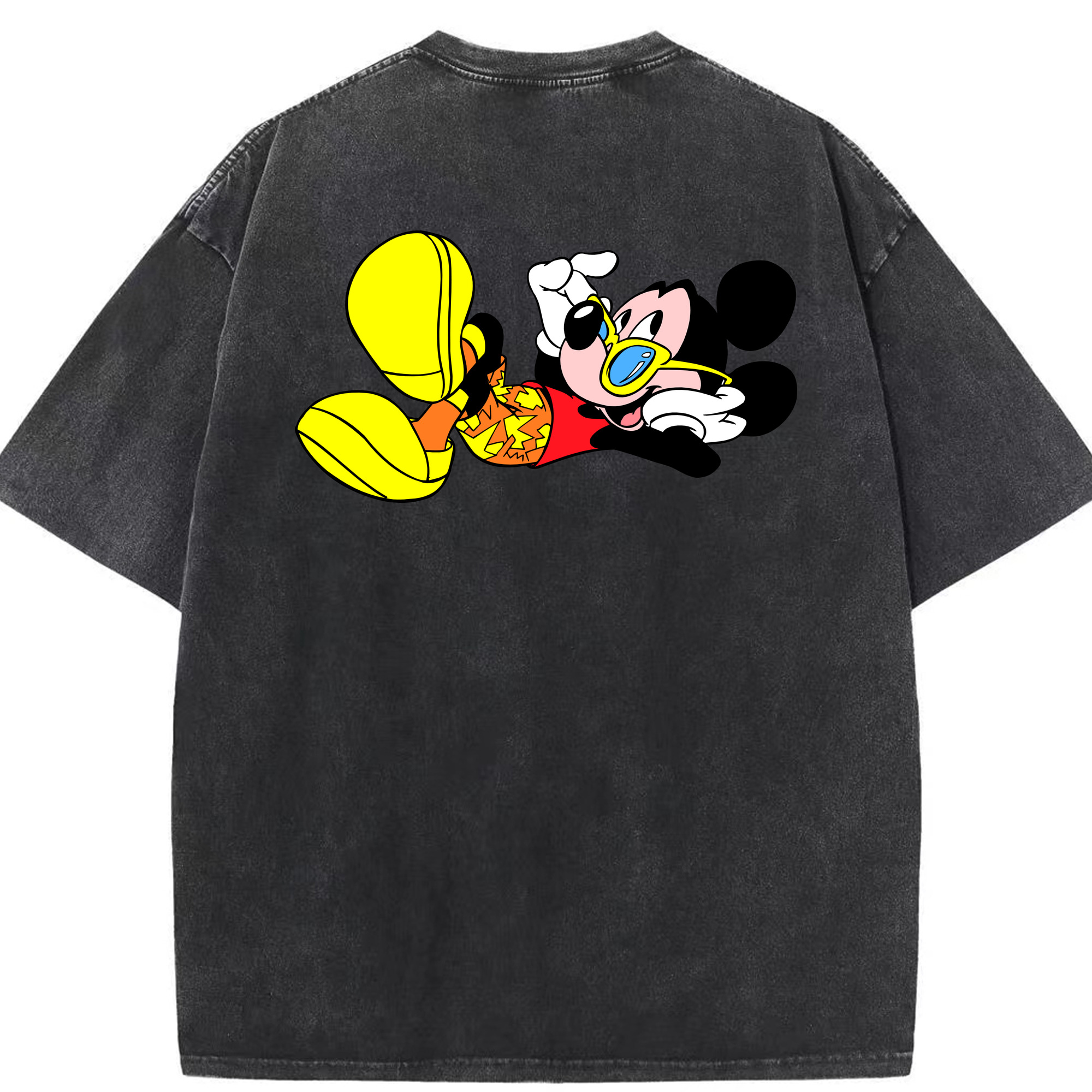（画像用） ミッキーマウス Mickey Mouse 綿100% ヴィンテージ風 半袖Tシャツ（背面プリント）