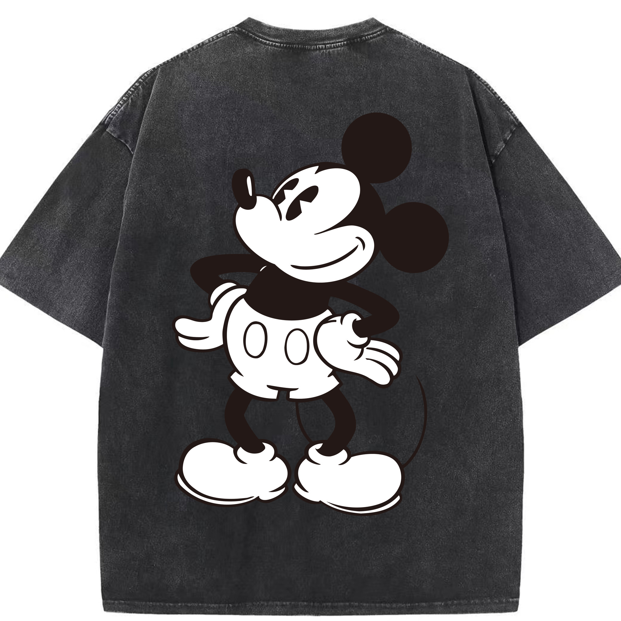 （画像用） ミッキーマウス Mickey Mouse 綿100% ヴィンテージ風 半袖Tシャツ（背面プリント）