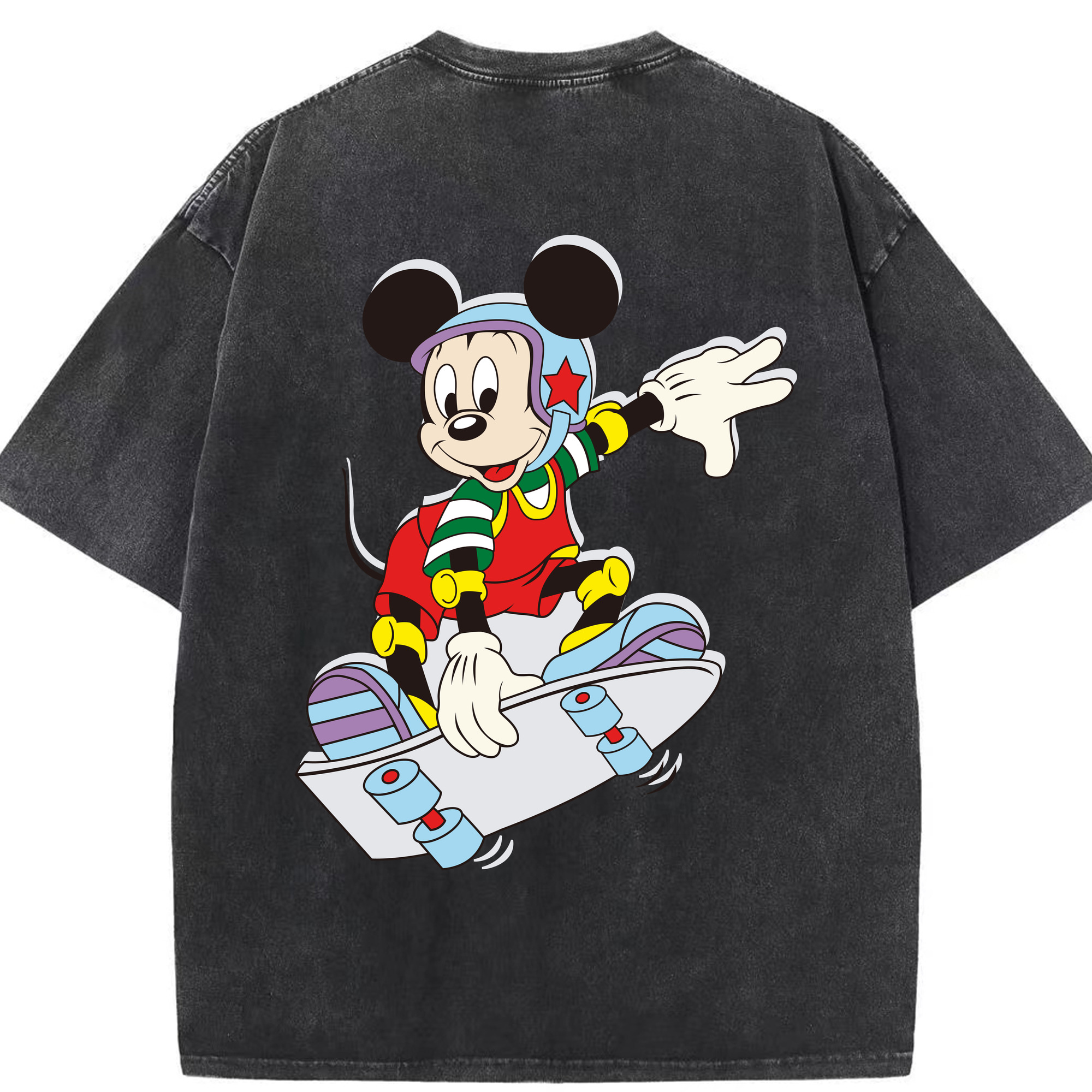 （画像用） ミッキーマウス Mickey Mouse 綿100% ヴィンテージ風 半袖Tシャツ（背面プリント）