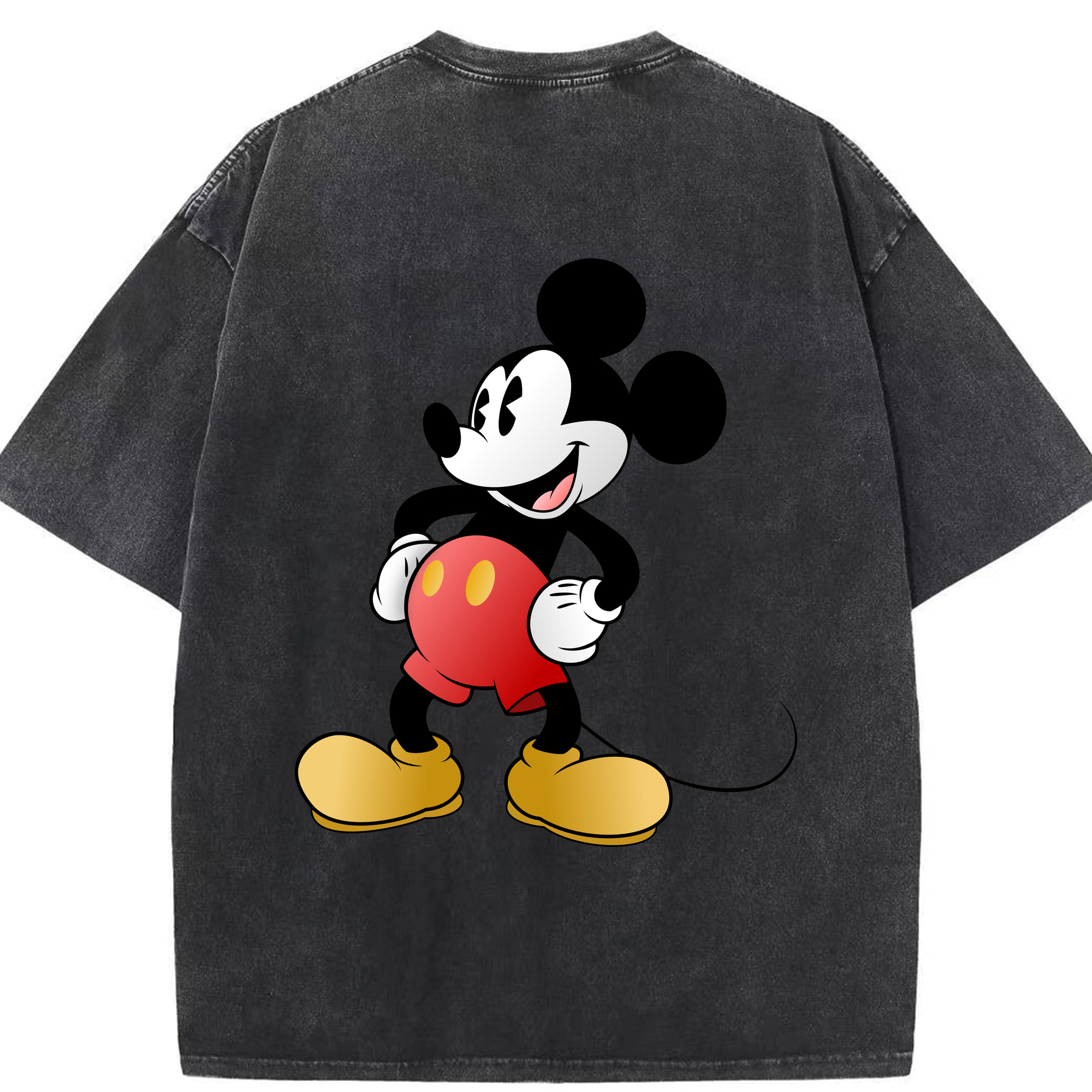 （画像用） ミッキーマウス Mickey Mouse 綿100% ヴィンテージ風 半袖Tシャツ（背面プリント）