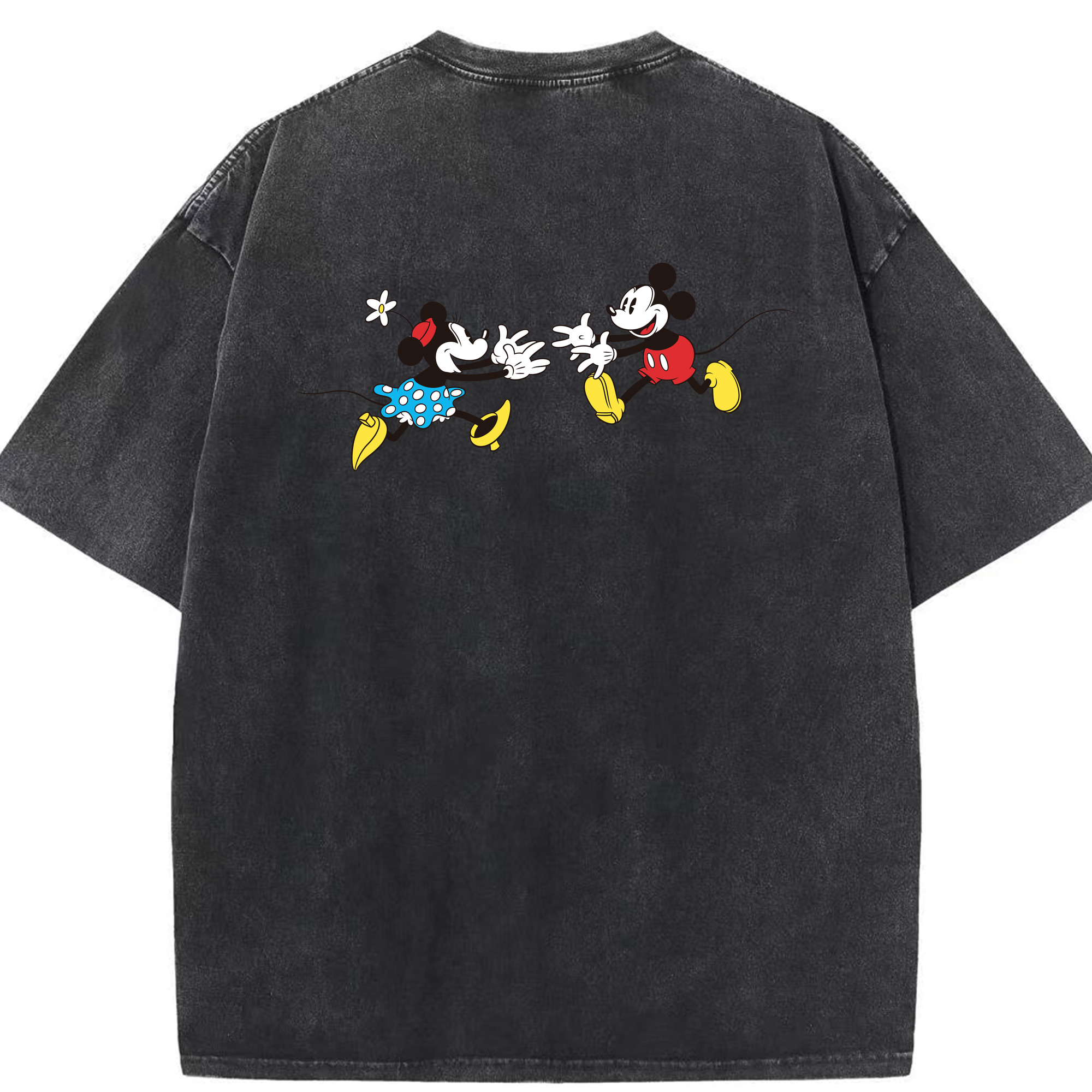 （画像用） ミッキーマウス Mickey Mouse 綿100% ヴィンテージ風 半袖Tシャツ（背面プリント）