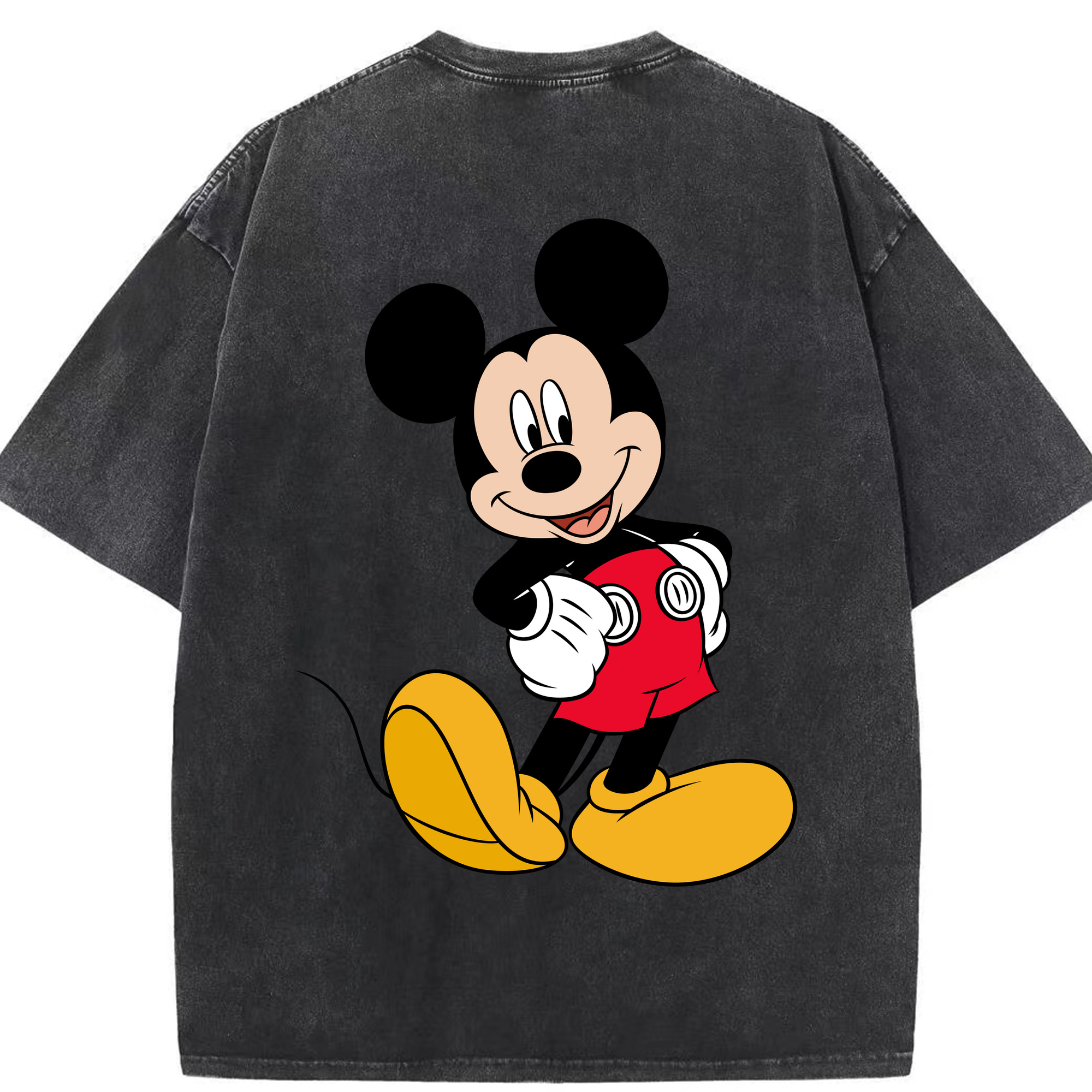 （画像用） ミッキーマウス Mickey Mouse 綿100% ヴィンテージ風 半袖Tシャツ（背面プリント）