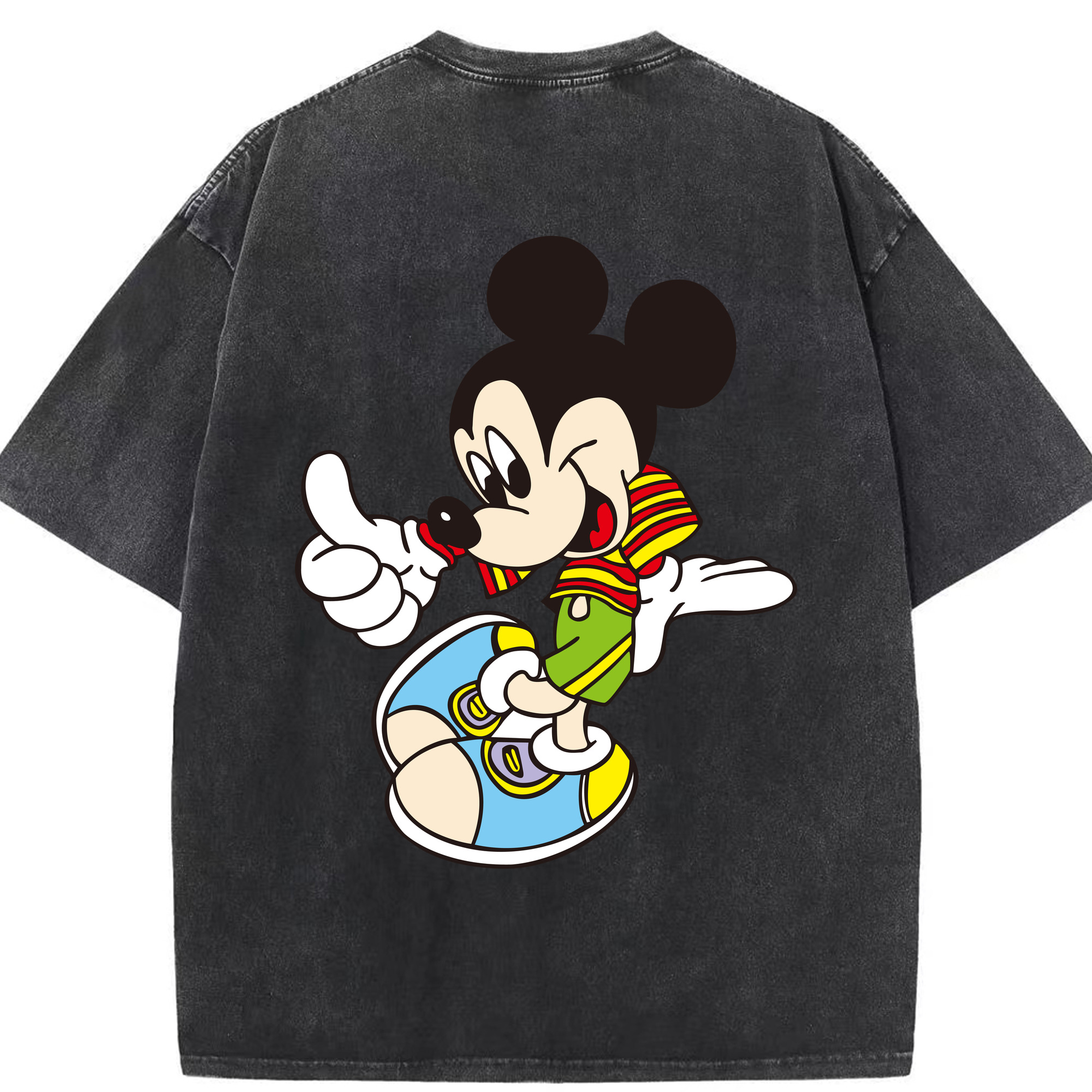 （画像用） ミッキーマウス Mickey Mouse 綿100% ヴィンテージ風 半袖Tシャツ（背面プリント）
