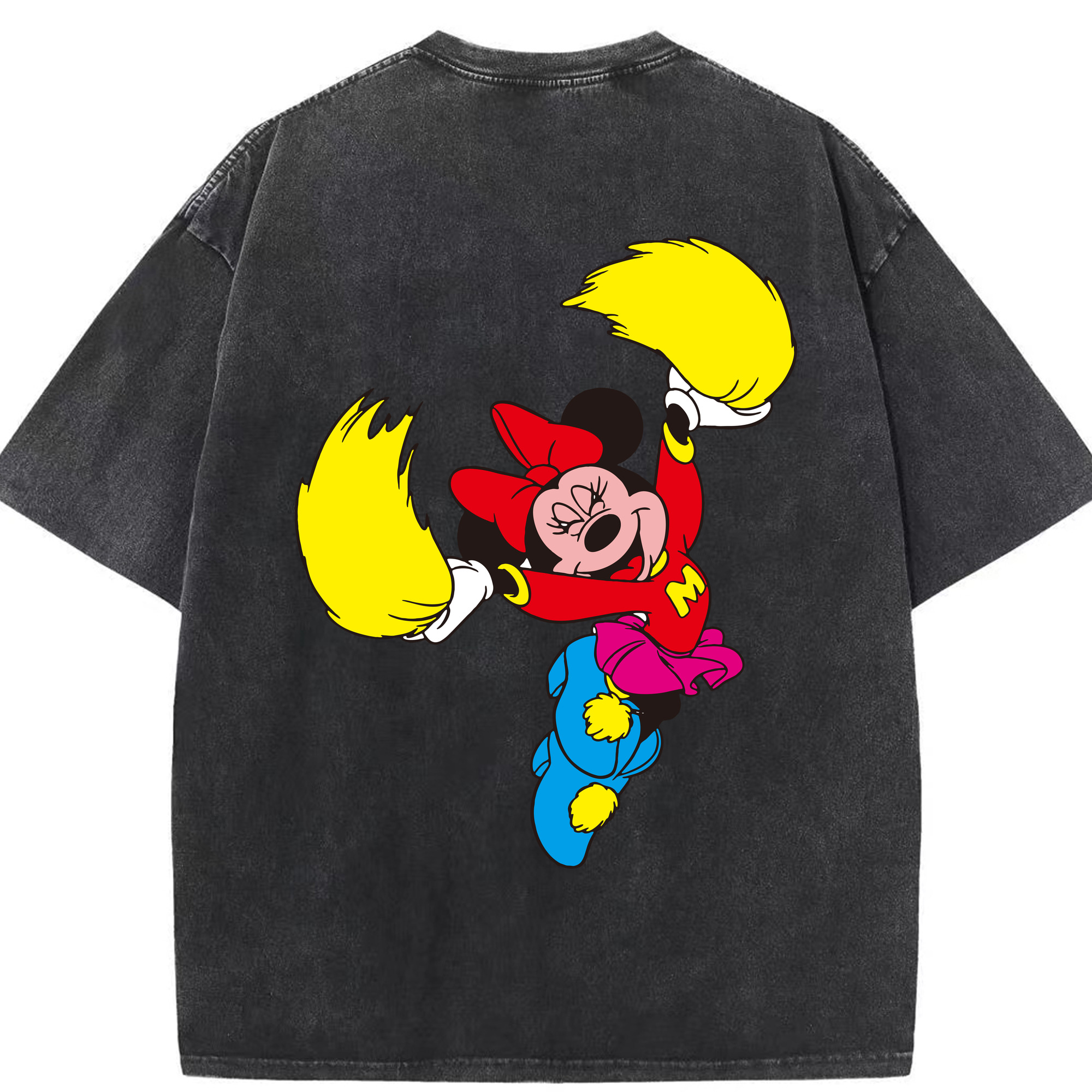 （画像用） ミッキーマウス Mickey Mouse 綿100% ヴィンテージ風 半袖Tシャツ（背面プリント）