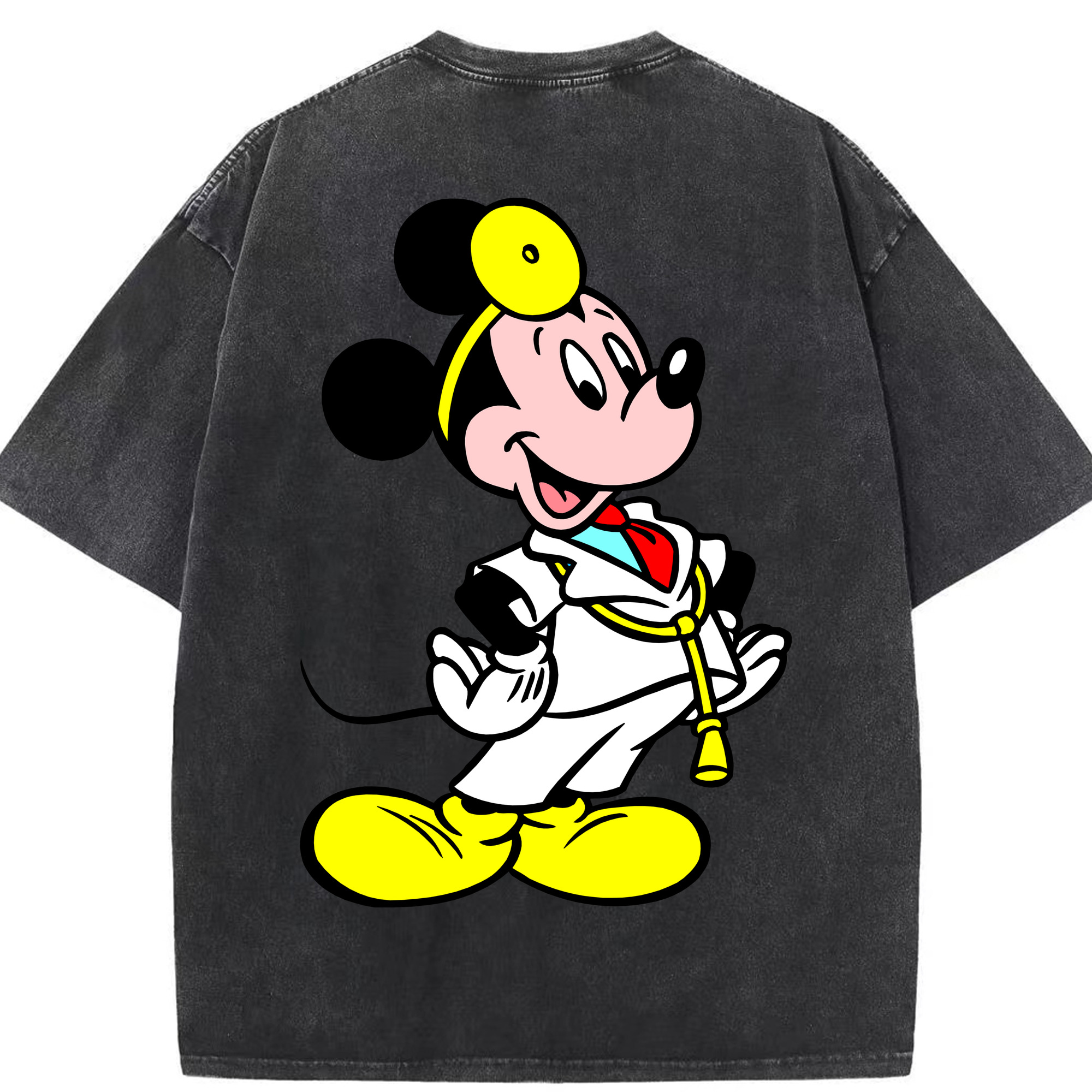 （画像用） ミッキーマウス Mickey Mouse 綿100% ヴィンテージ風 半袖Tシャツ（背面プリント）