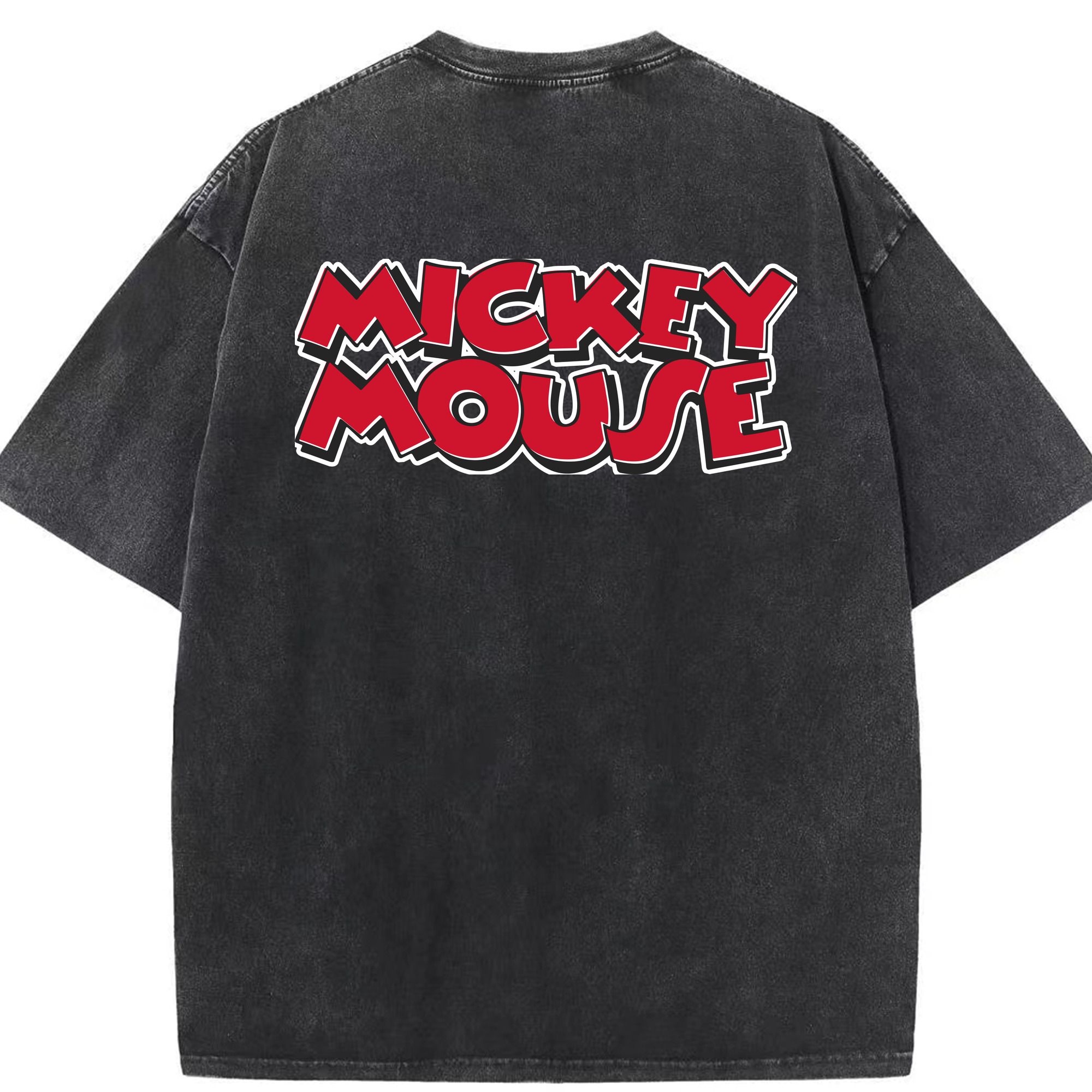 （画像用） ミッキーマウス Mickey Mouse 綿100% ヴィンテージ風 半袖Tシャツ（背面プリント）
