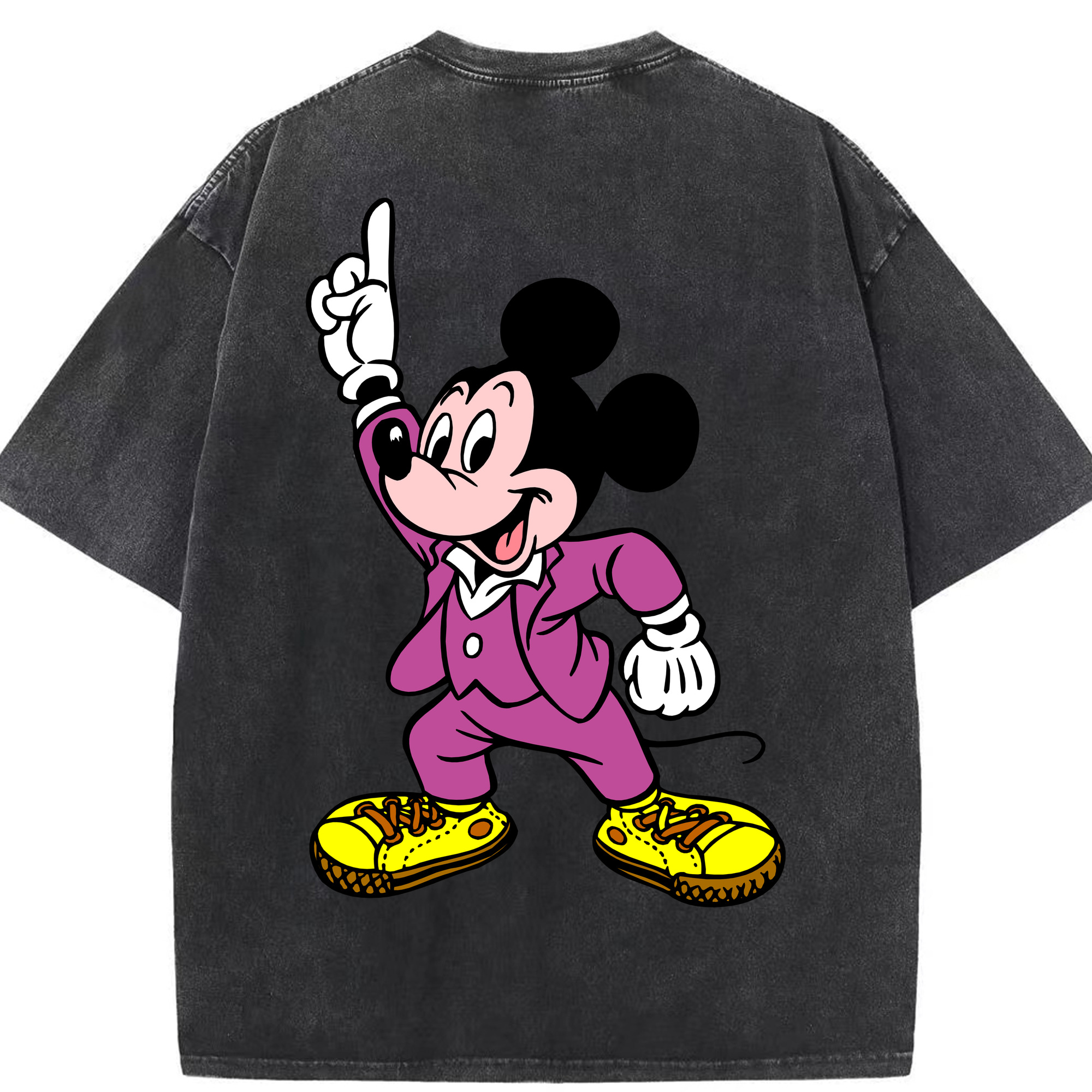 （画像用） ミッキーマウス Mickey Mouse 綿100% ヴィンテージ風 半袖Tシャツ（背面プリント）