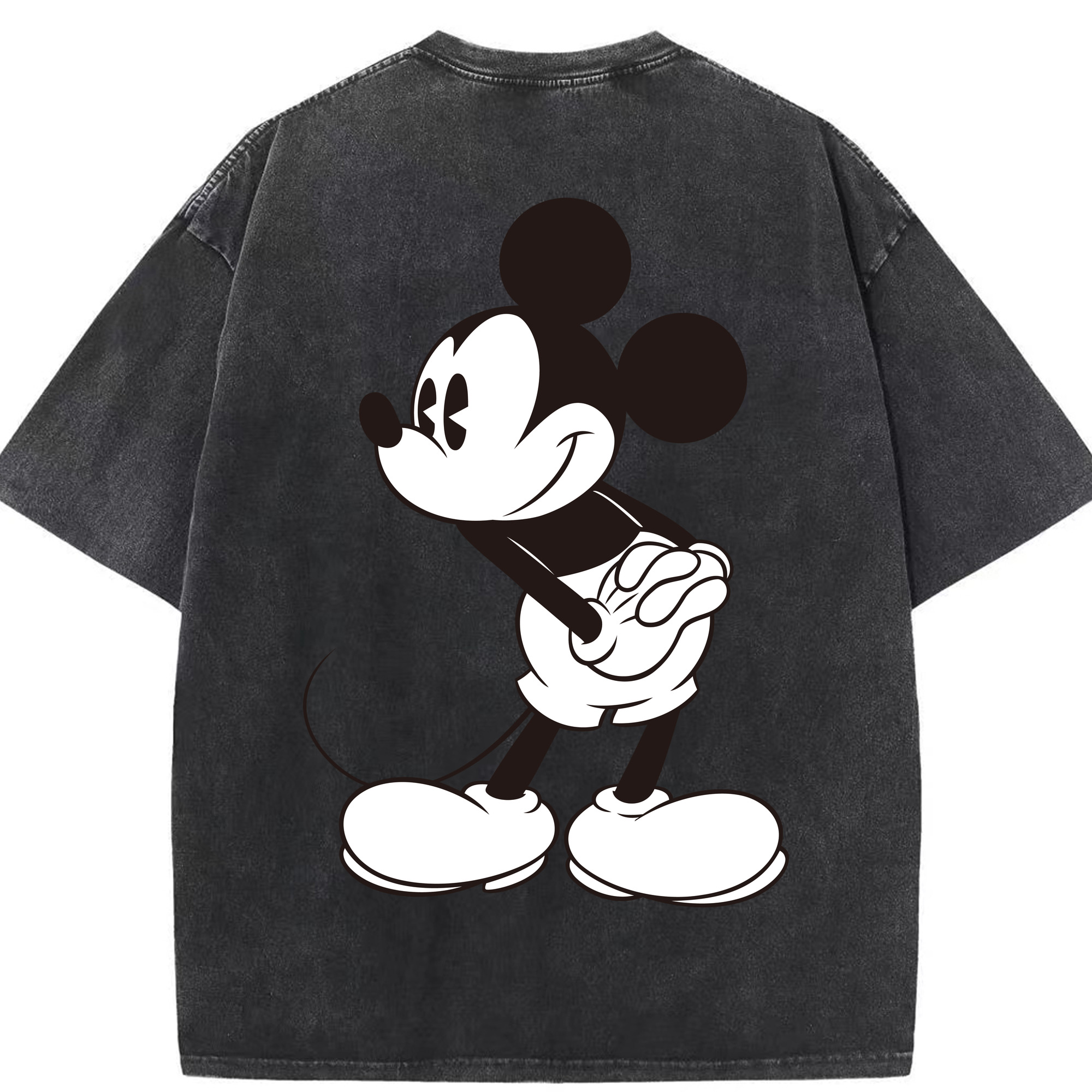 （画像用） ミッキーマウス Mickey Mouse 綿100% ヴィンテージ風 半袖Tシャツ（背面プリント）