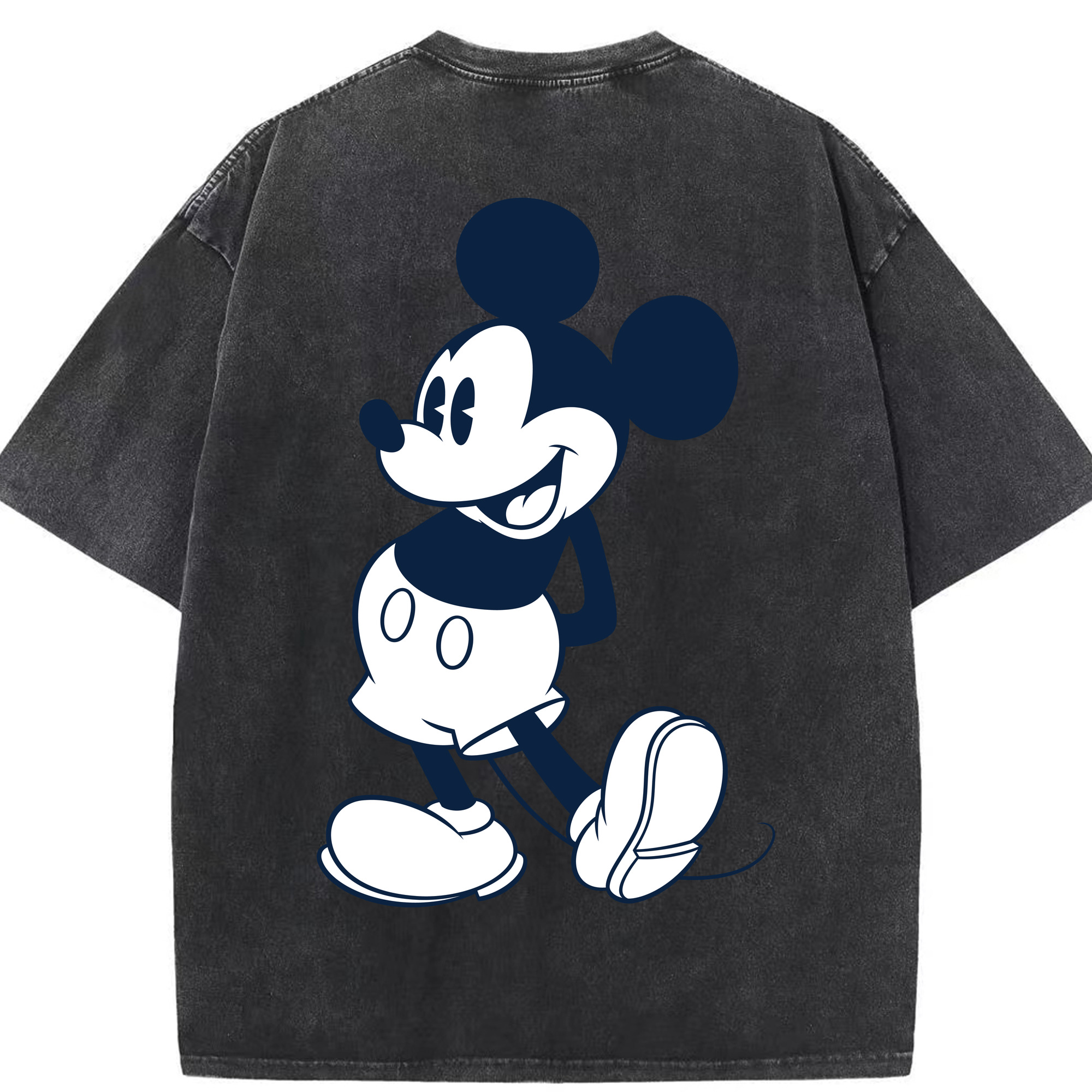 （画像用） ミッキーマウス Mickey Mouse 綿100% ヴィンテージ風 半袖Tシャツ（背面プリント）