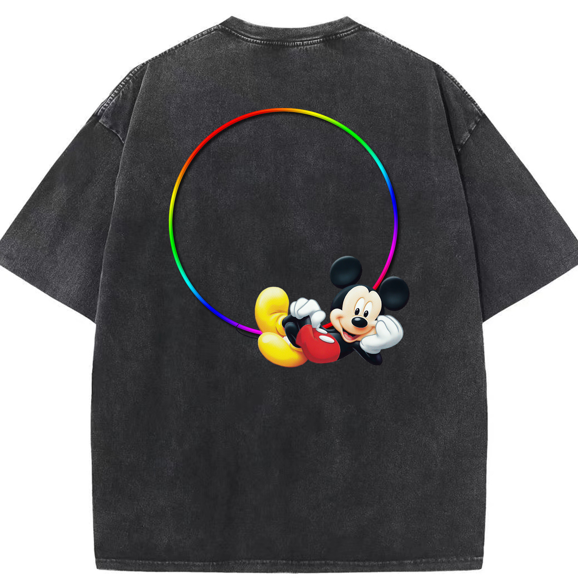 （画像用） ミッキーマウス Mickey Mouse 綿100% ヴィンテージ風 半袖Tシャツ（背面プリント）