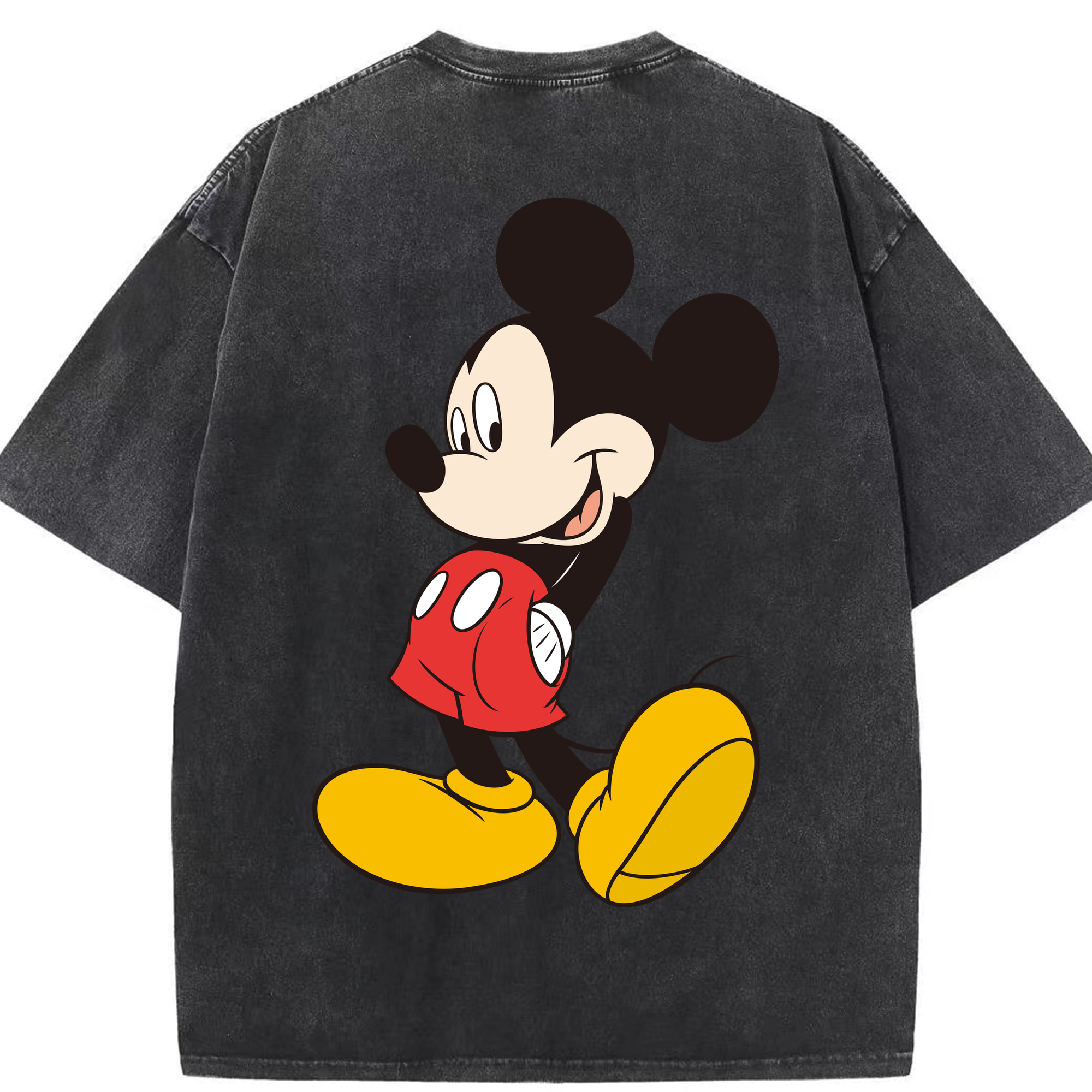 （画像用） ミッキーマウス Mickey Mouse 綿100% ヴィンテージ風 半袖Tシャツ（背面プリント）