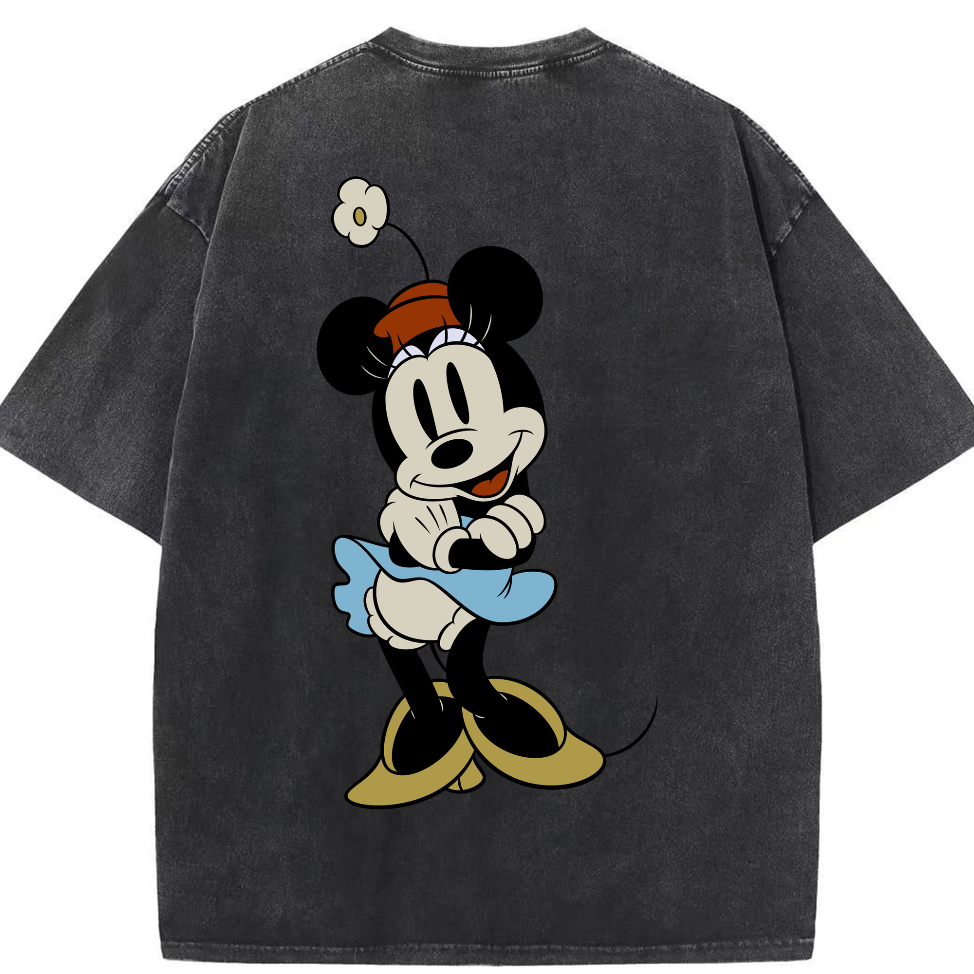 （画像用） ミッキーマウス Mickey Mouse 綿100% ヴィンテージ風 半袖Tシャツ（背面プリント）