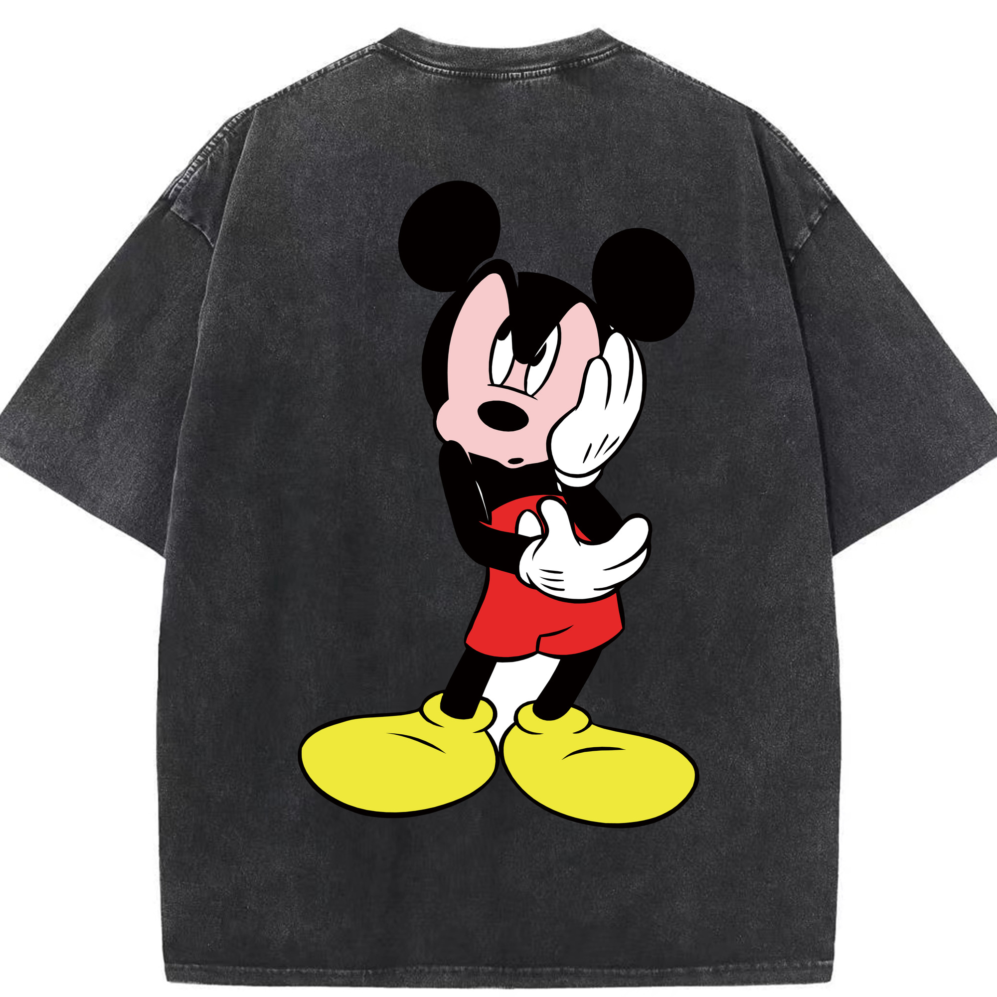 （画像用） ミッキーマウス Mickey Mouse 綿100% ヴィンテージ風 半袖Tシャツ（背面プリント）