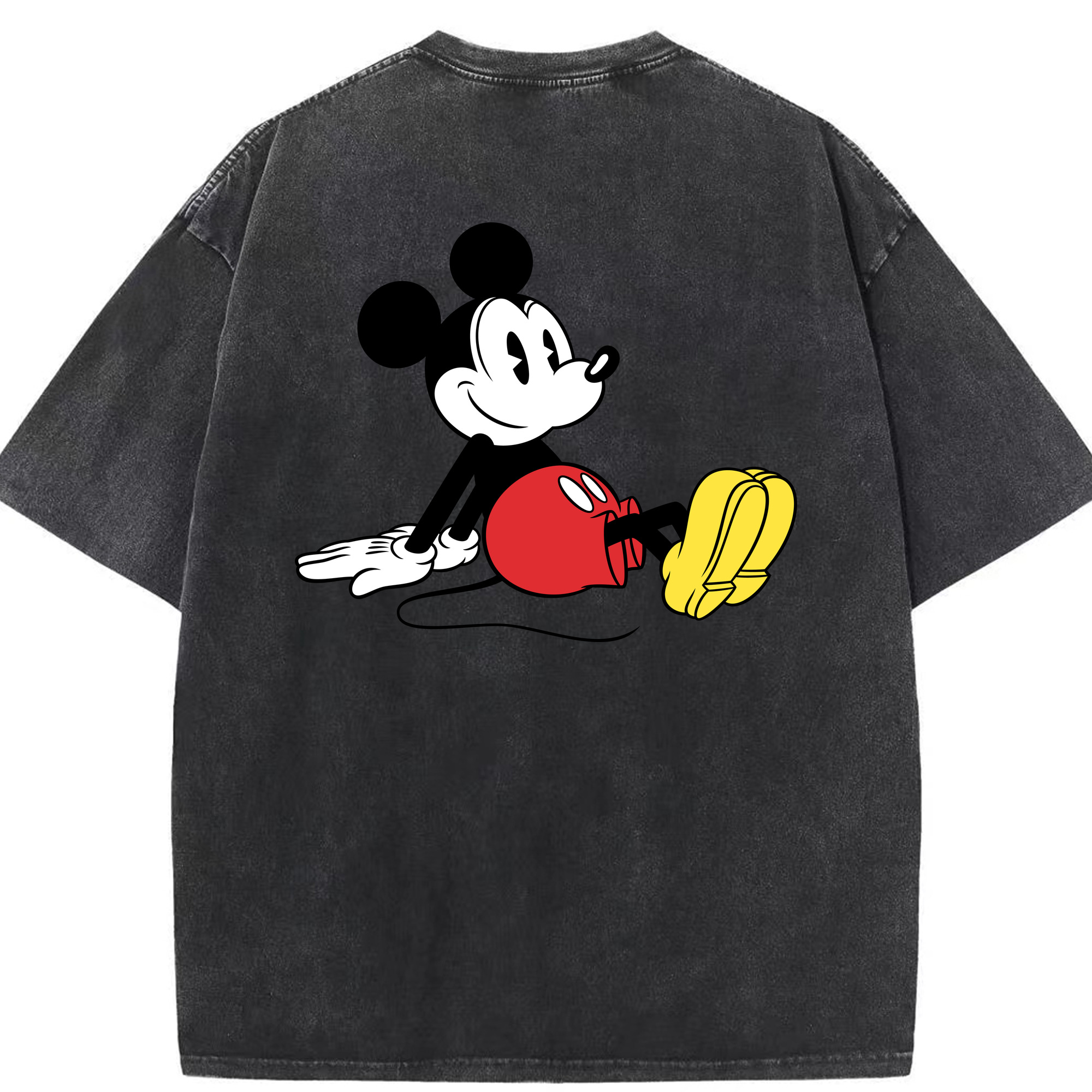 （画像用） ミッキーマウス Mickey Mouse 綿100% ヴィンテージ風 半袖Tシャツ（背面プリント）