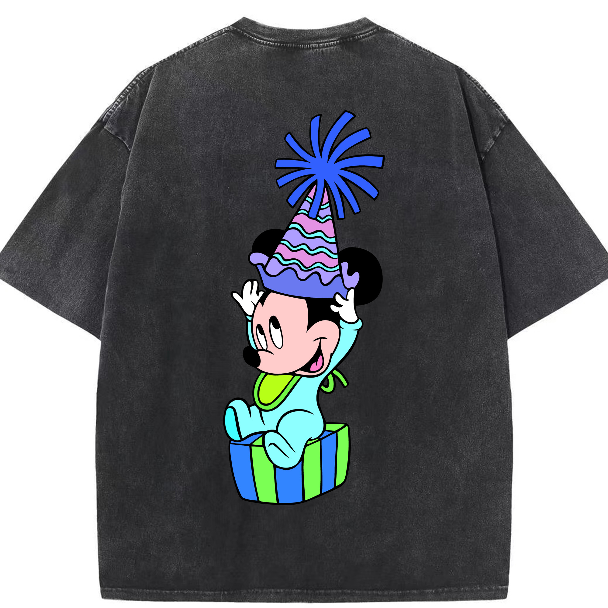 （画像用） ミッキーマウス Mickey Mouse 綿100% ヴィンテージ風 半袖Tシャツ（背面プリント）