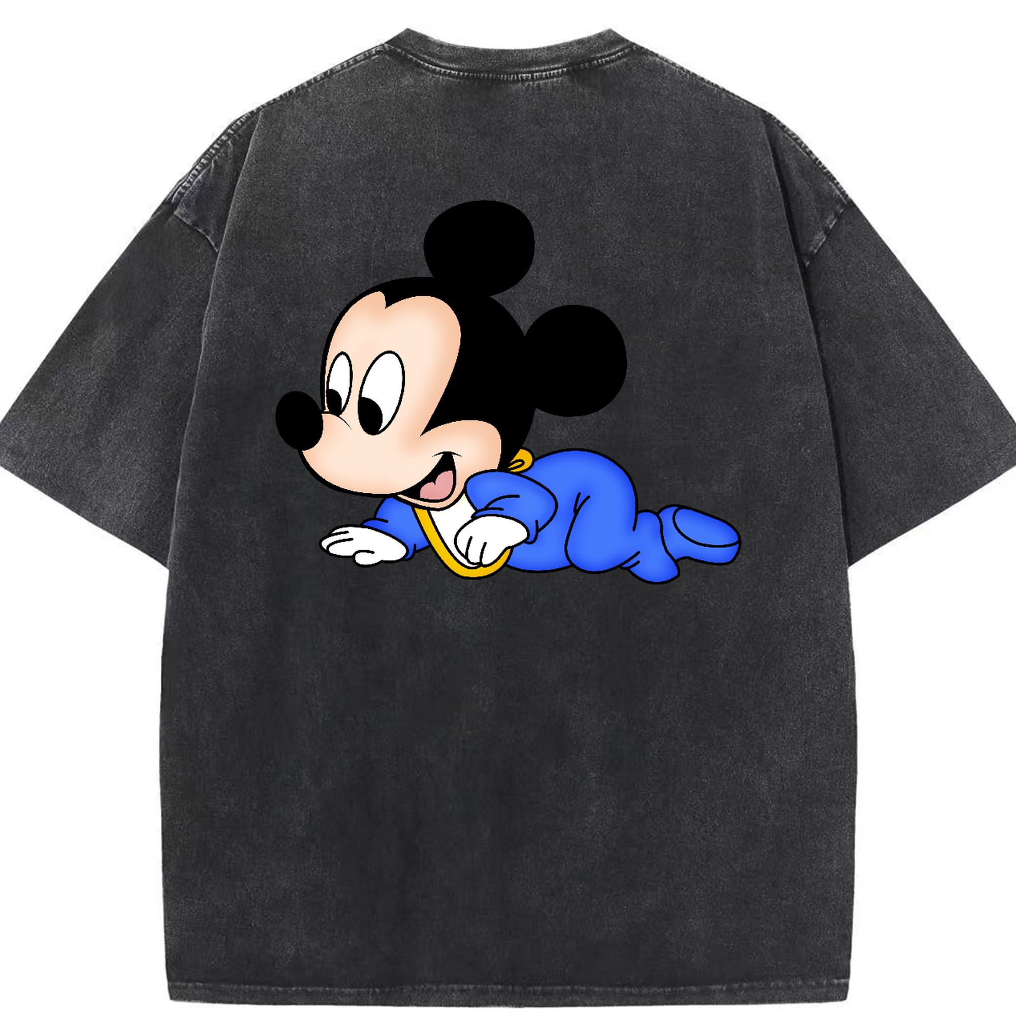（画像用） ミッキーマウス Mickey Mouse 綿100% ヴィンテージ風 半袖Tシャツ（背面プリント）