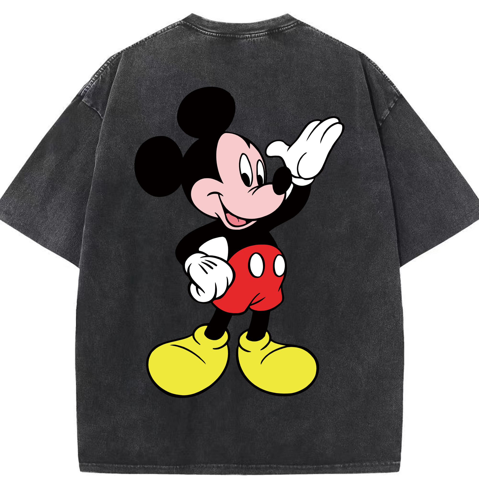 （画像用） ミッキーマウス Mickey Mouse 綿100% ヴィンテージ風 半袖Tシャツ（背面プリント）
