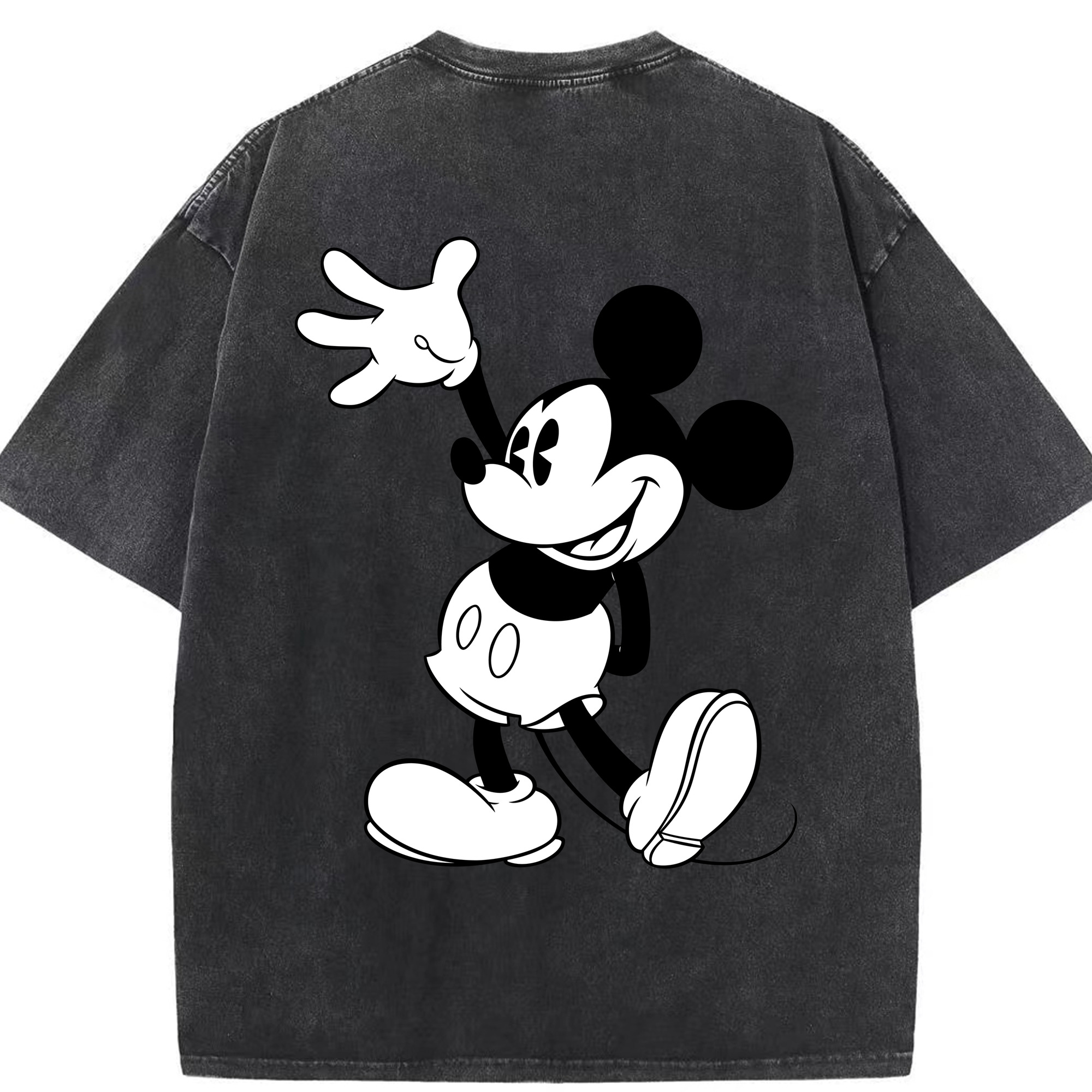 （画像用） ミッキーマウス Mickey Mouse 綿100% ヴィンテージ風 半袖Tシャツ（背面プリント）