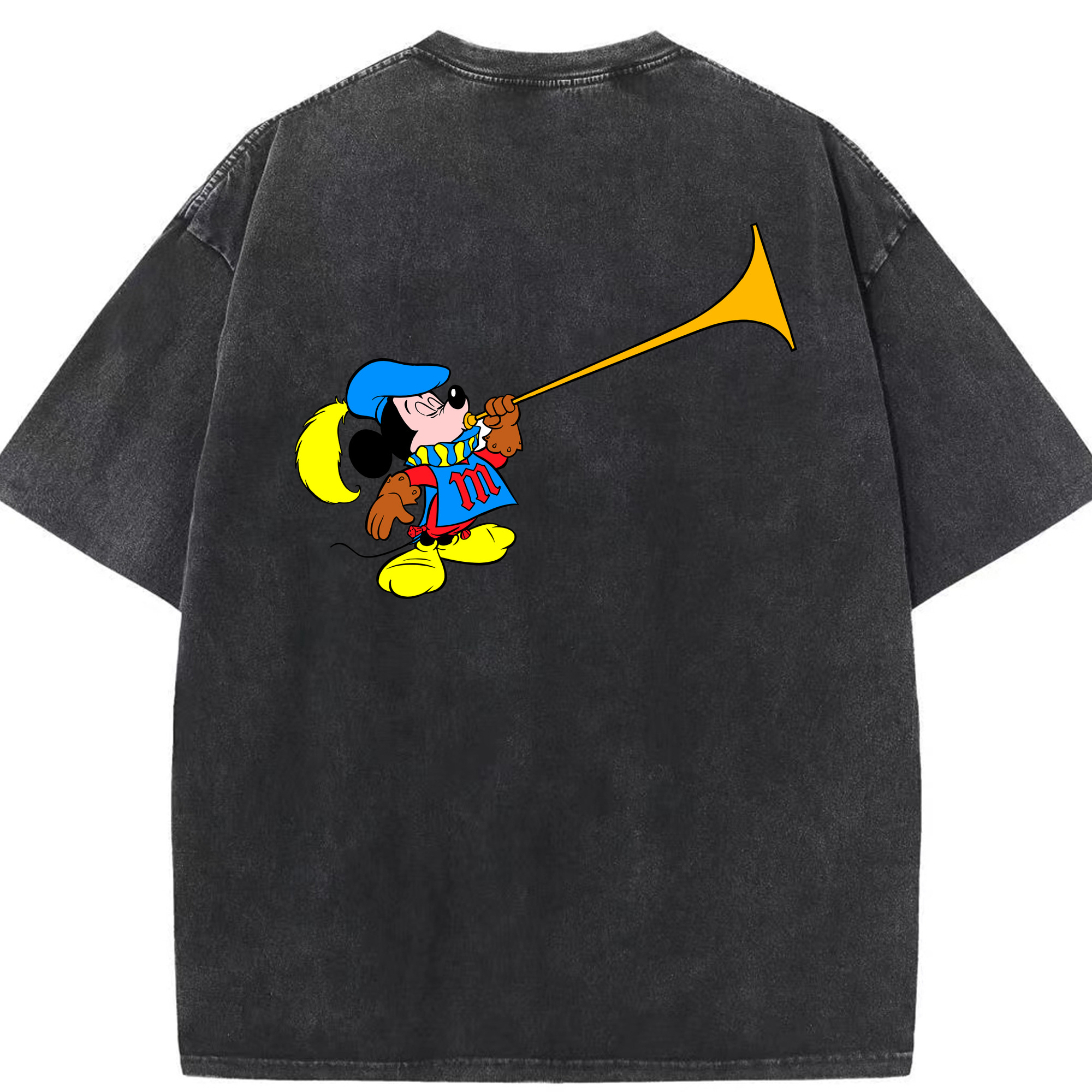 （画像用） ミッキーマウス Mickey Mouse 綿100% ヴィンテージ風 半袖Tシャツ（背面プリント）