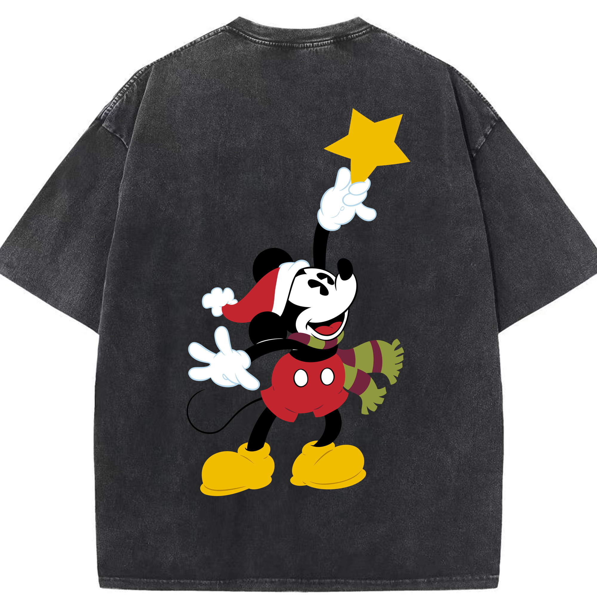 （画像用） ミッキーマウス Mickey Mouse 綿100% ヴィンテージ風 半袖Tシャツ（背面プリント）