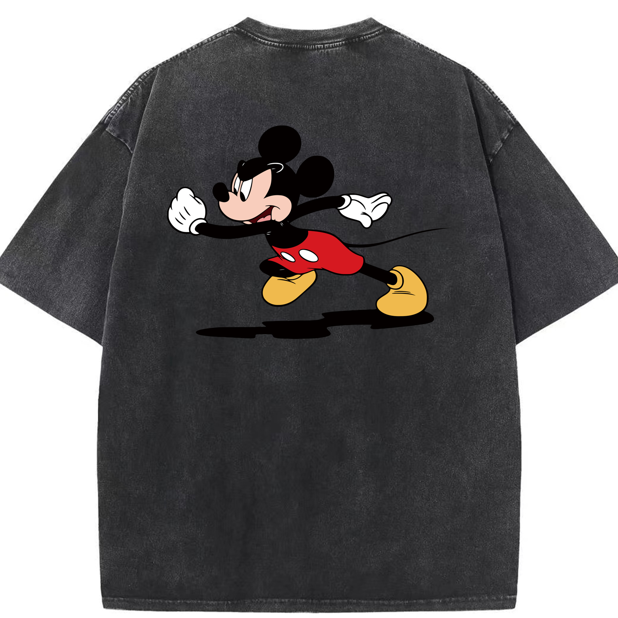 （画像用） ミッキーマウス Mickey Mouse 綿100% ヴィンテージ風 半袖Tシャツ（背面プリント）