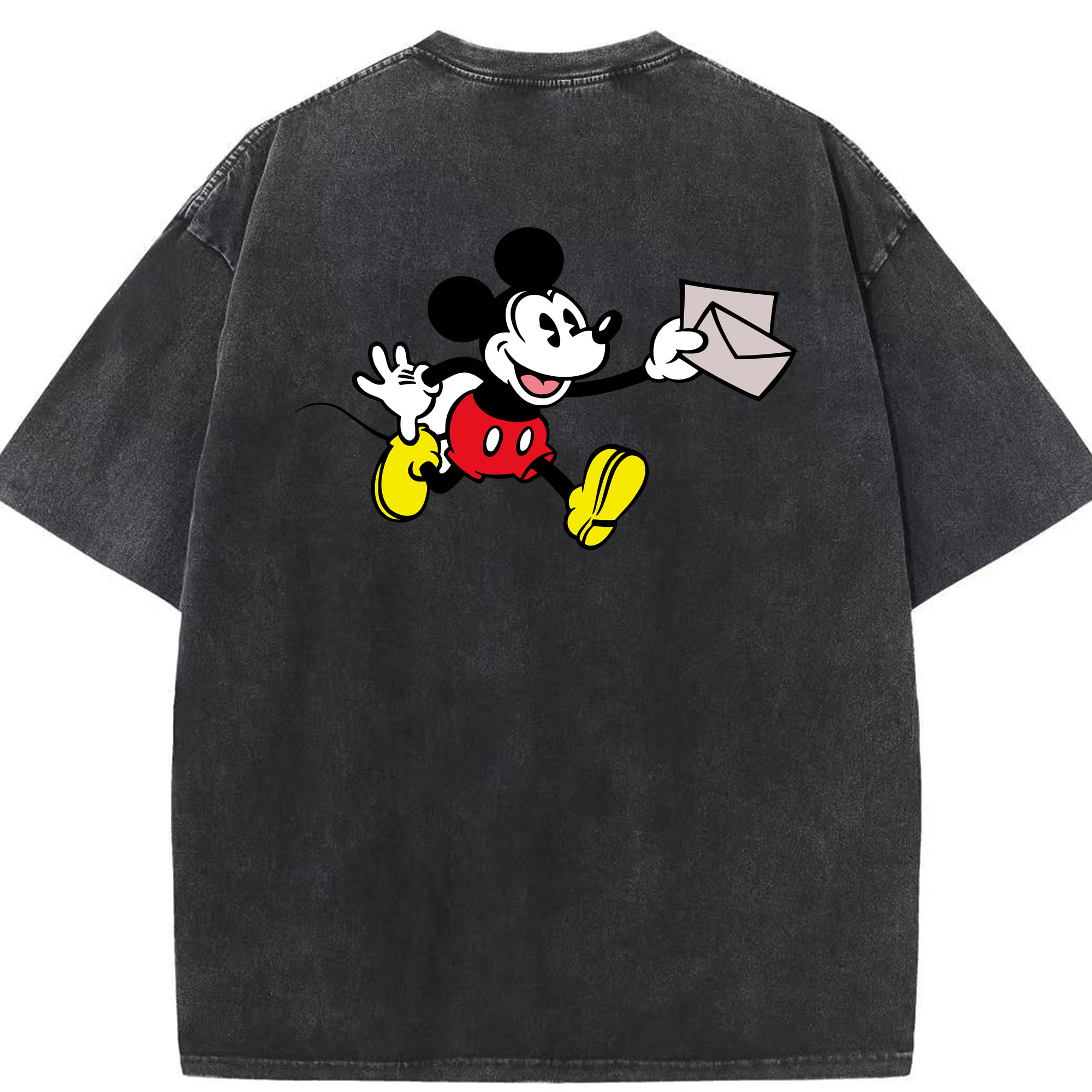 （画像用） ミッキーマウス Mickey Mouse 綿100% ヴィンテージ風 半袖Tシャツ（背面プリント）