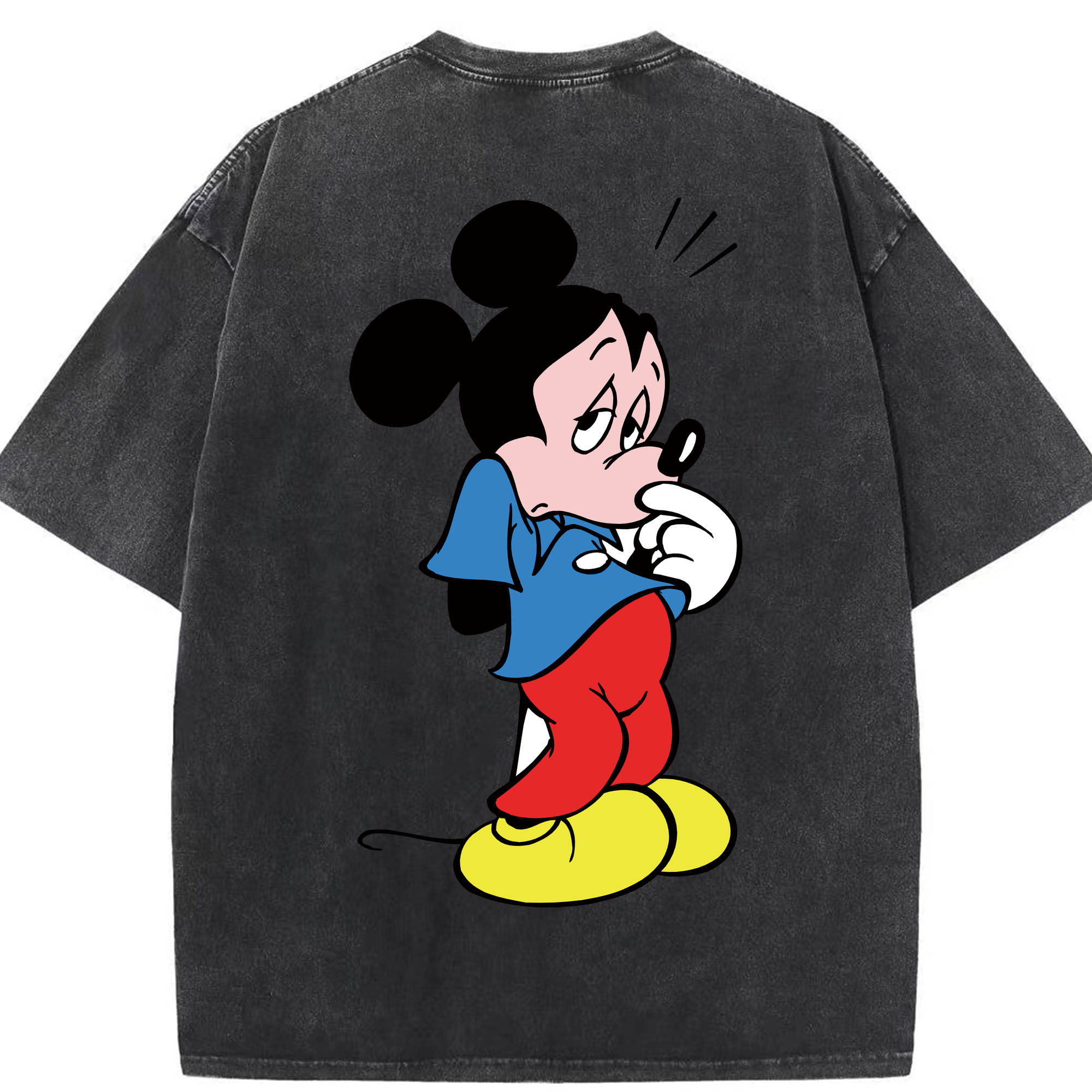 （画像用） ミッキーマウス Mickey Mouse 綿100% ヴィンテージ風 半袖Tシャツ（背面プリント）