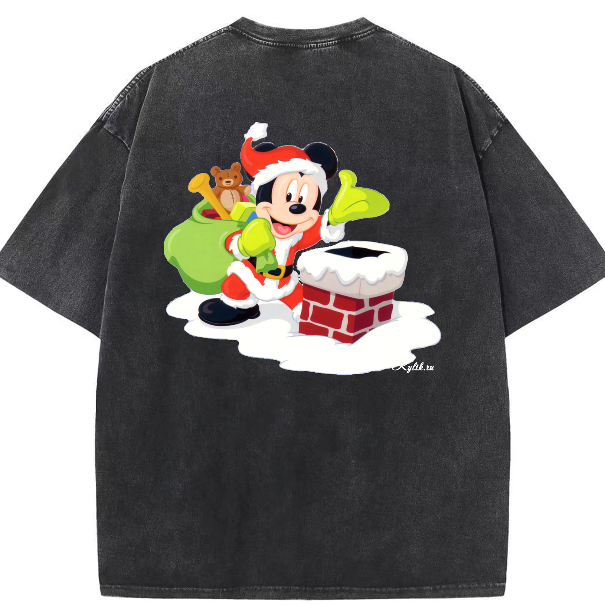（画像用） ミッキーマウス Mickey Mouse 綿100% ヴィンテージ風 半袖Tシャツ（背面プリント）