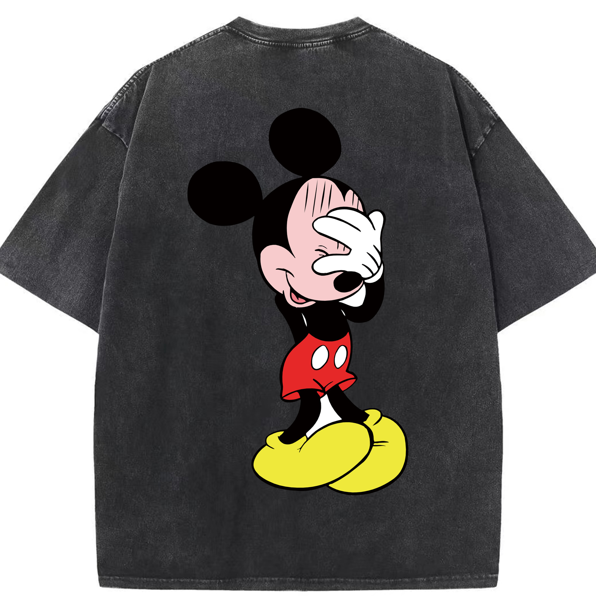 （画像用） ミッキーマウス Mickey Mouse 綿100% ヴィンテージ風 半袖Tシャツ（背面プリント）