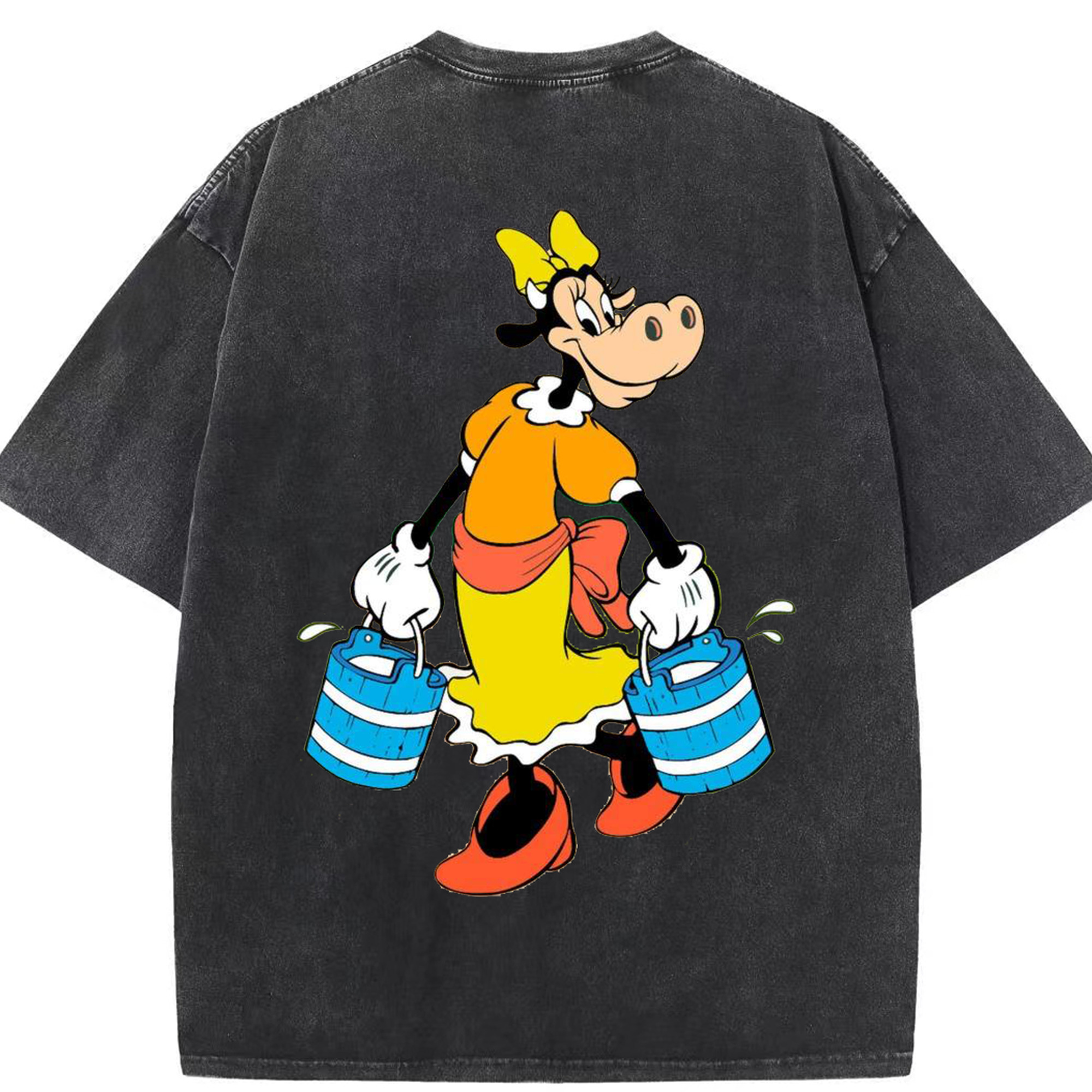 （画像用） ミッキーマウス Mickey Mouse 綿100% ヴィンテージ風 半袖Tシャツ（背面プリント）