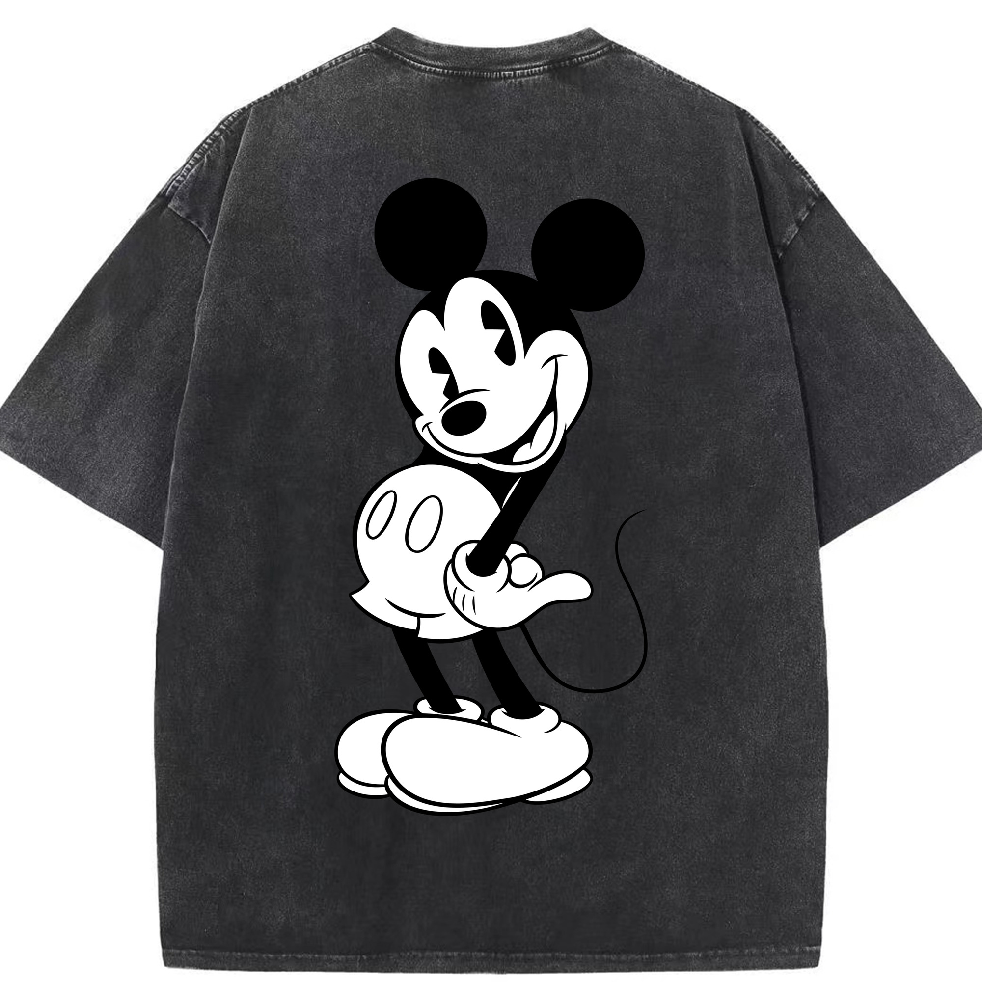 （画像用） ミッキーマウス Mickey Mouse 綿100% ヴィンテージ風 半袖Tシャツ（背面プリント）