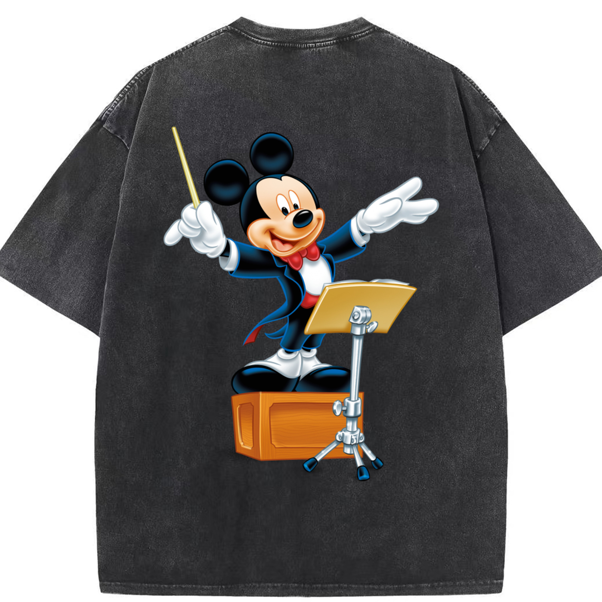 （画像用） ミッキーマウス Mickey Mouse 綿100% ヴィンテージ風 半袖Tシャツ（背面プリント）