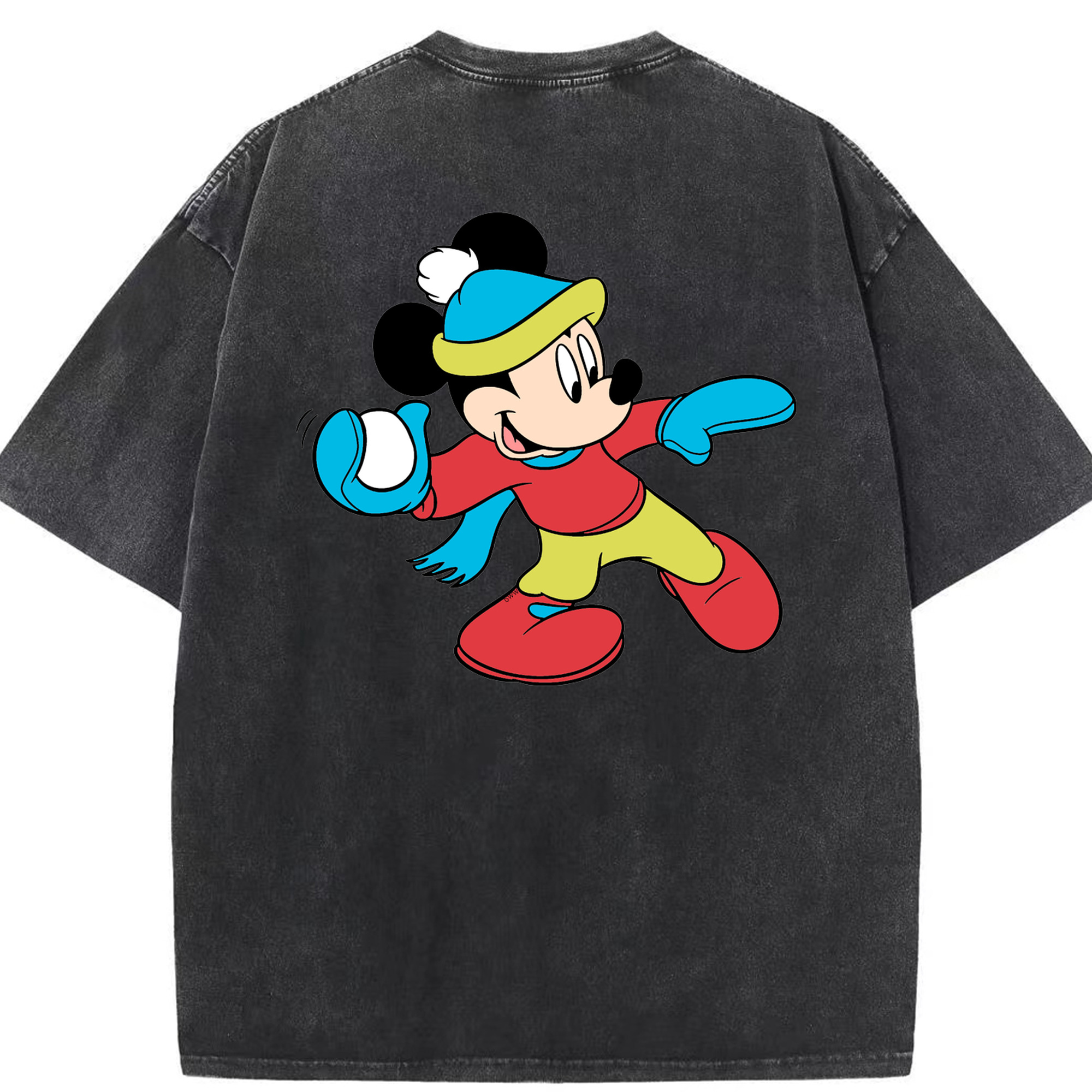 （画像用） ミッキーマウス Mickey Mouse 綿100% ヴィンテージ風 半袖Tシャツ（背面プリント）