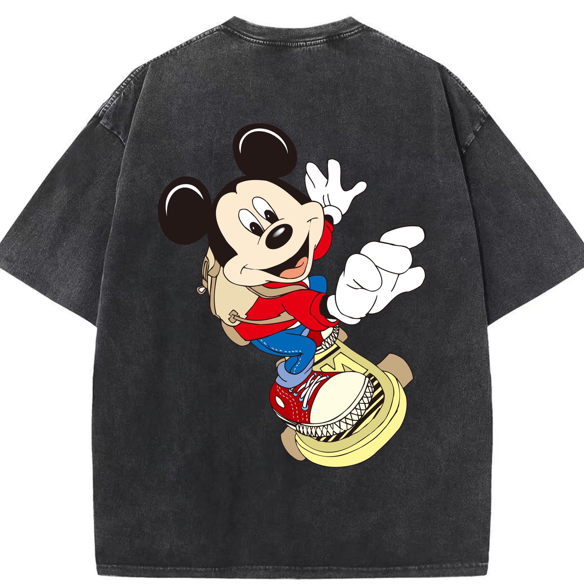 （画像用） ミッキーマウス Mickey Mouse 綿100% ヴィンテージ風 半袖Tシャツ（背面プリント）