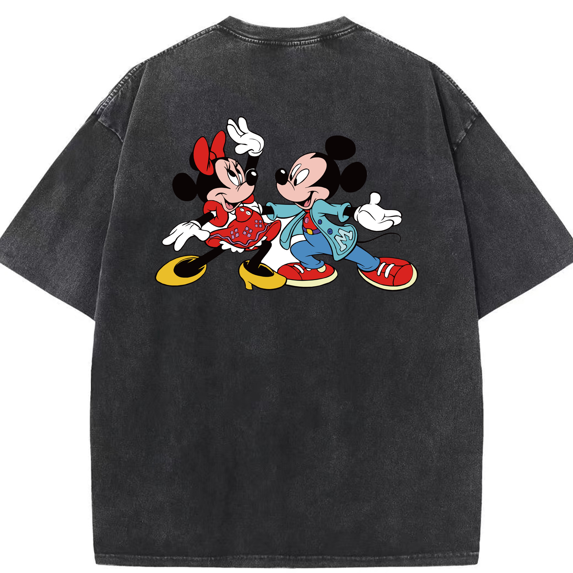 （画像用） ミッキーマウス Mickey Mouse 綿100% ヴィンテージ風 半袖Tシャツ（背面プリント）
