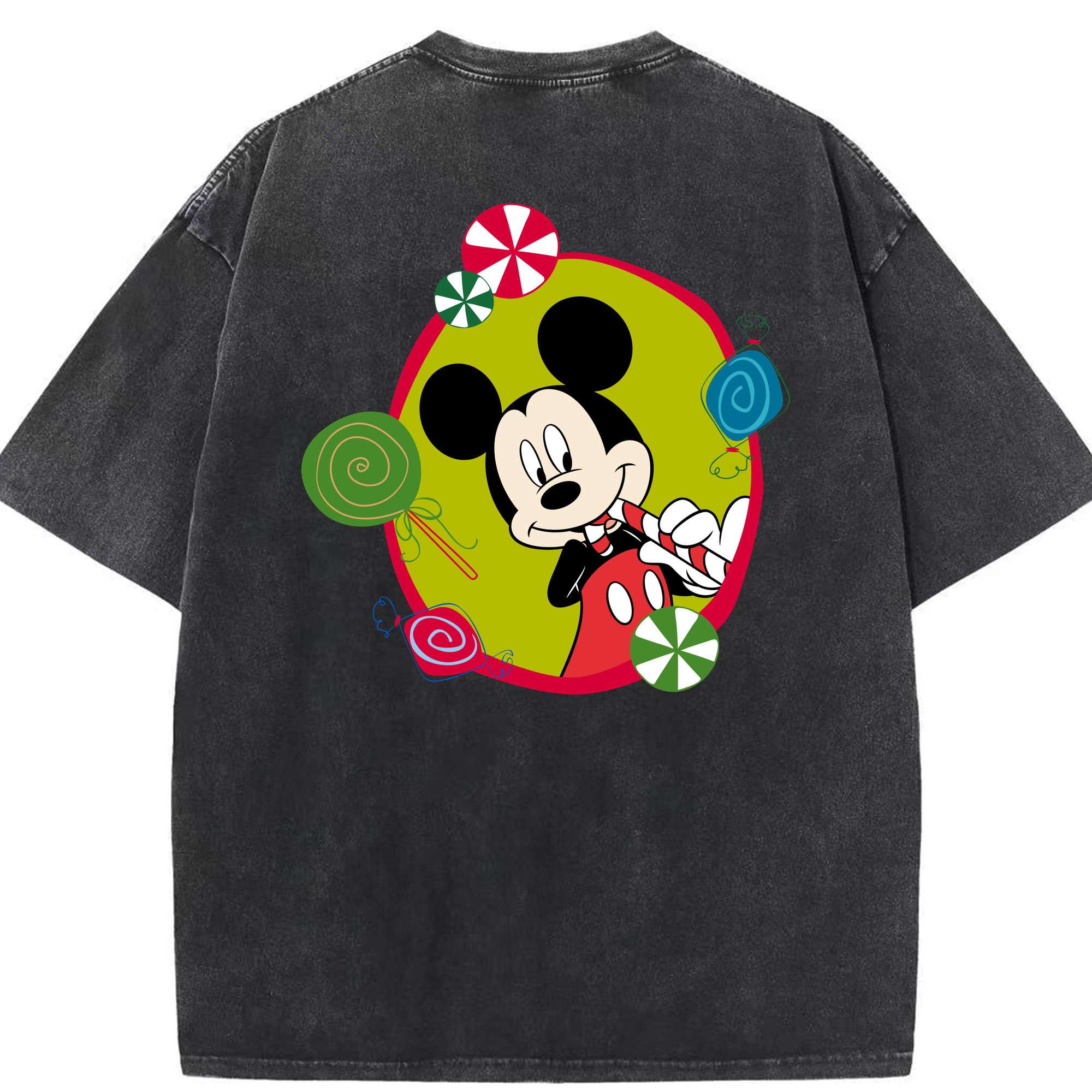 （画像用） ミッキーマウス Mickey Mouse 綿100% ヴィンテージ風 半袖Tシャツ（背面プリント）